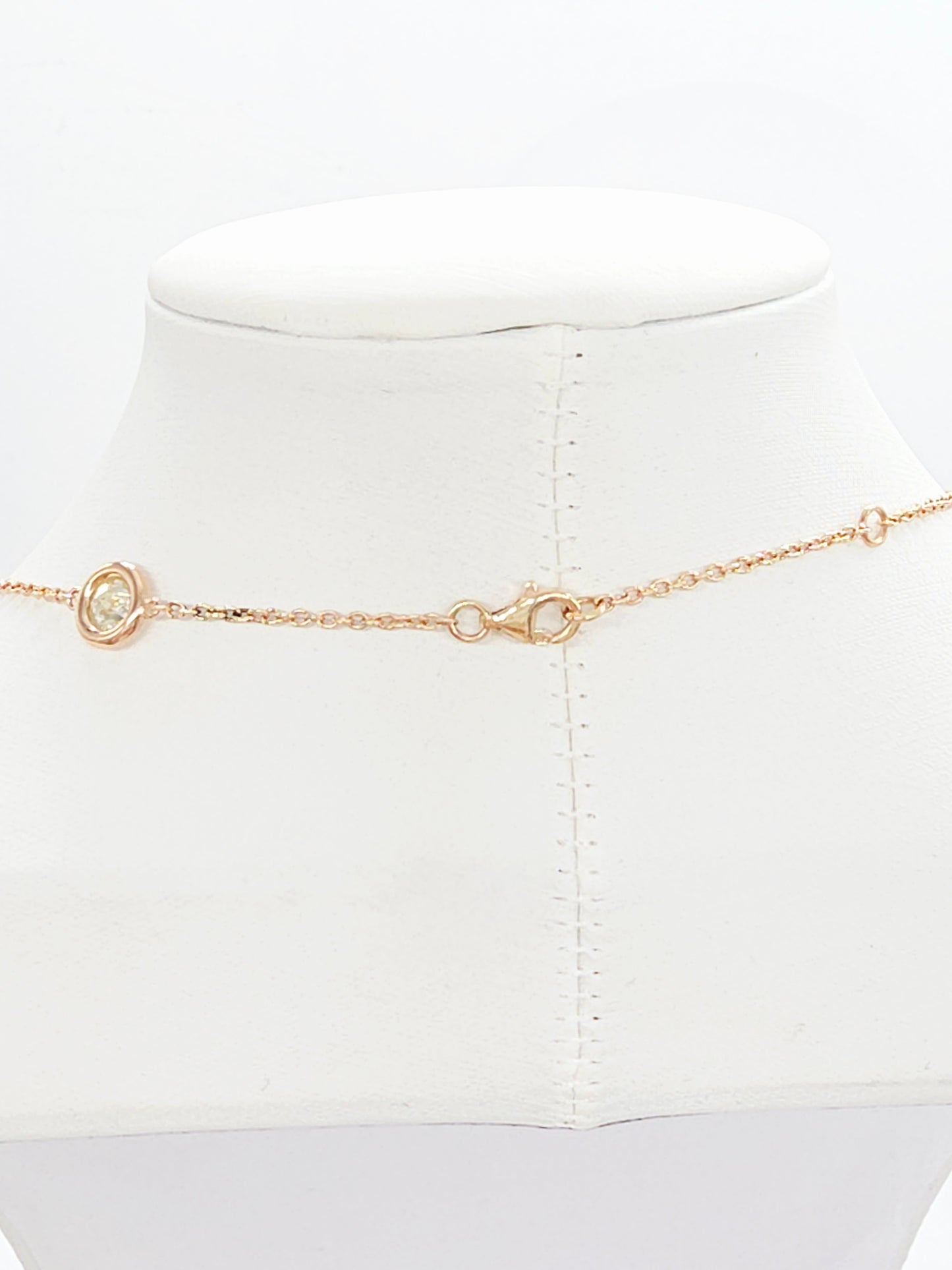 6.18 Carat Natural Diamond By The Yard 10 Station Necklace 14K Rose Gold 16"