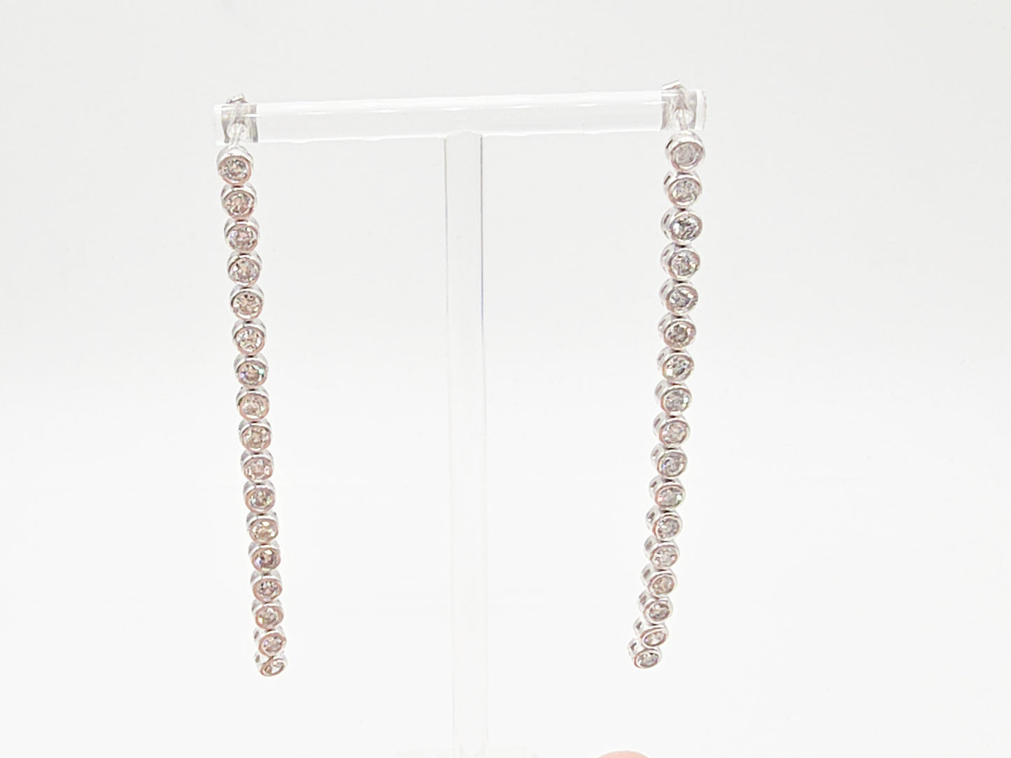 4.01 Carat Natural Diamond Tennis Drop Earrings in Platinum