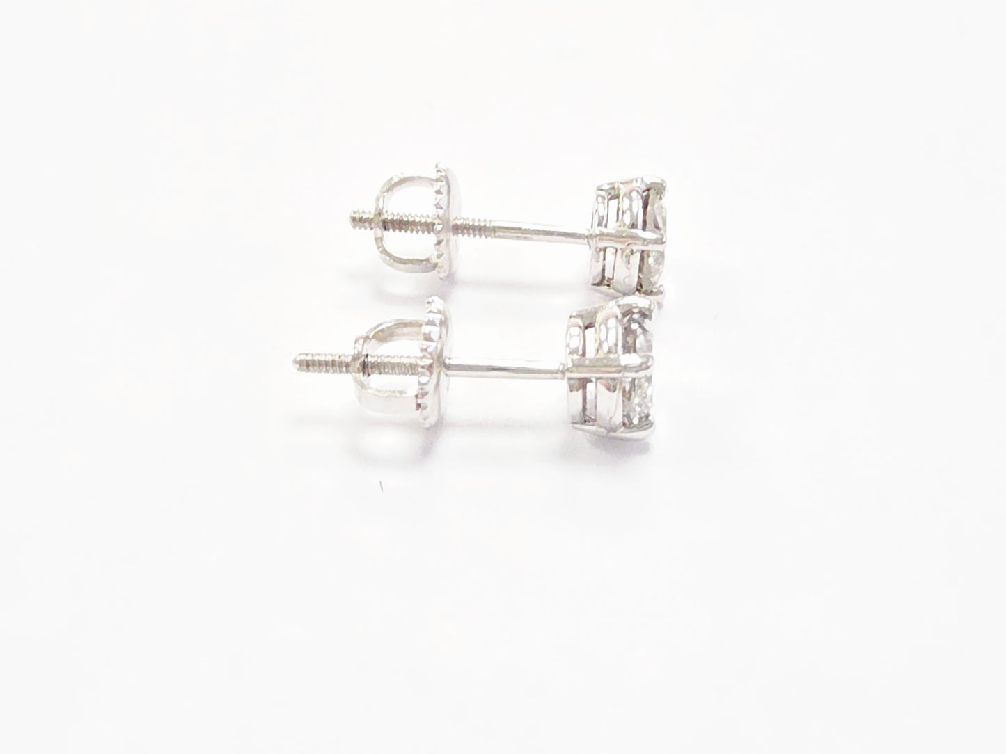 0.94 ct Round Diamond Stud Earrings in 14K White Gold