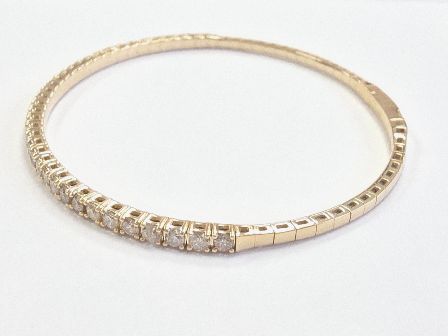 1.60 Ct Natural 14K Yellow Gold Flexible Diamond Bangle