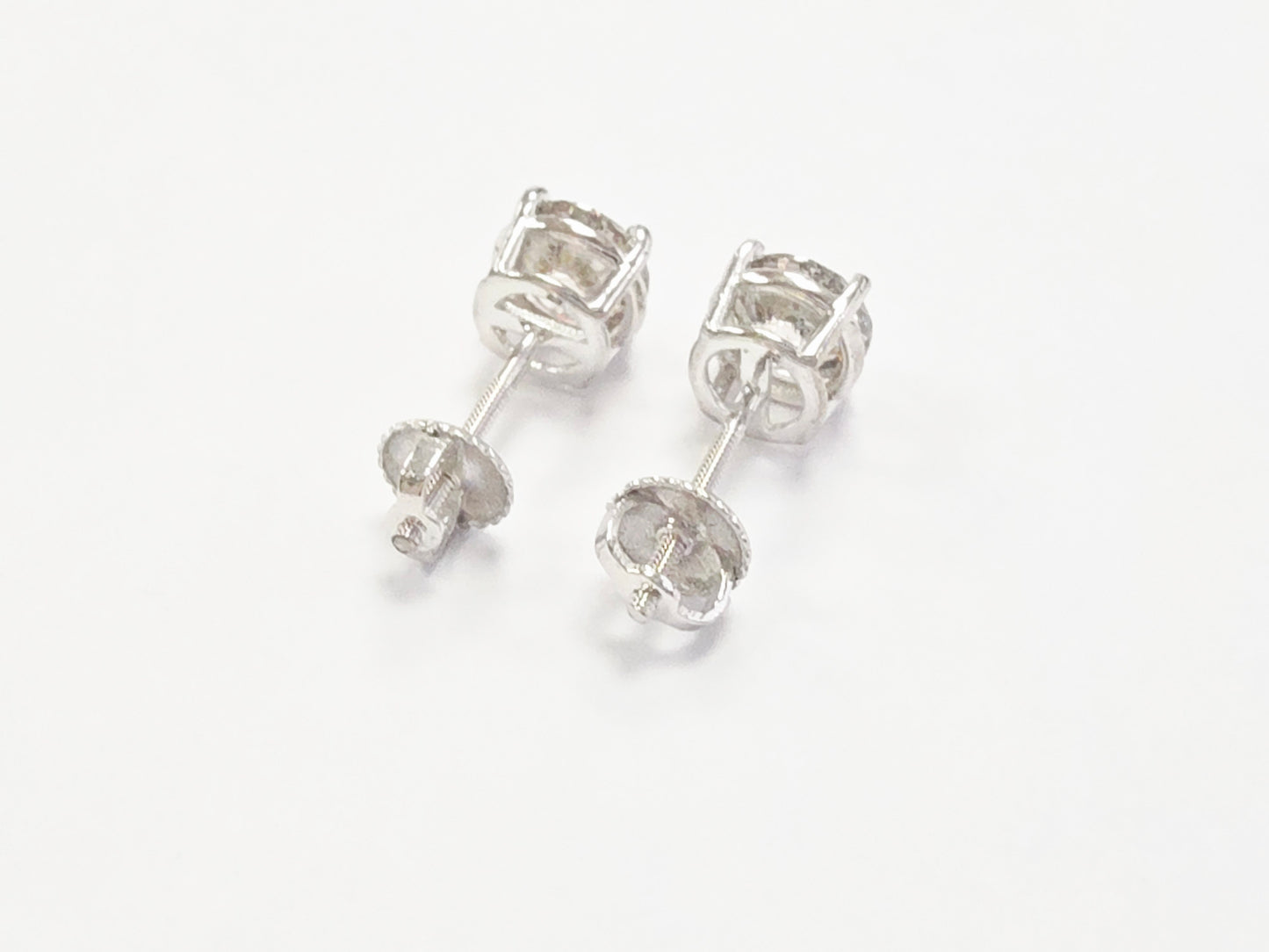 2.10 ct Round Diamond Stud Earrings in 14K White Gold