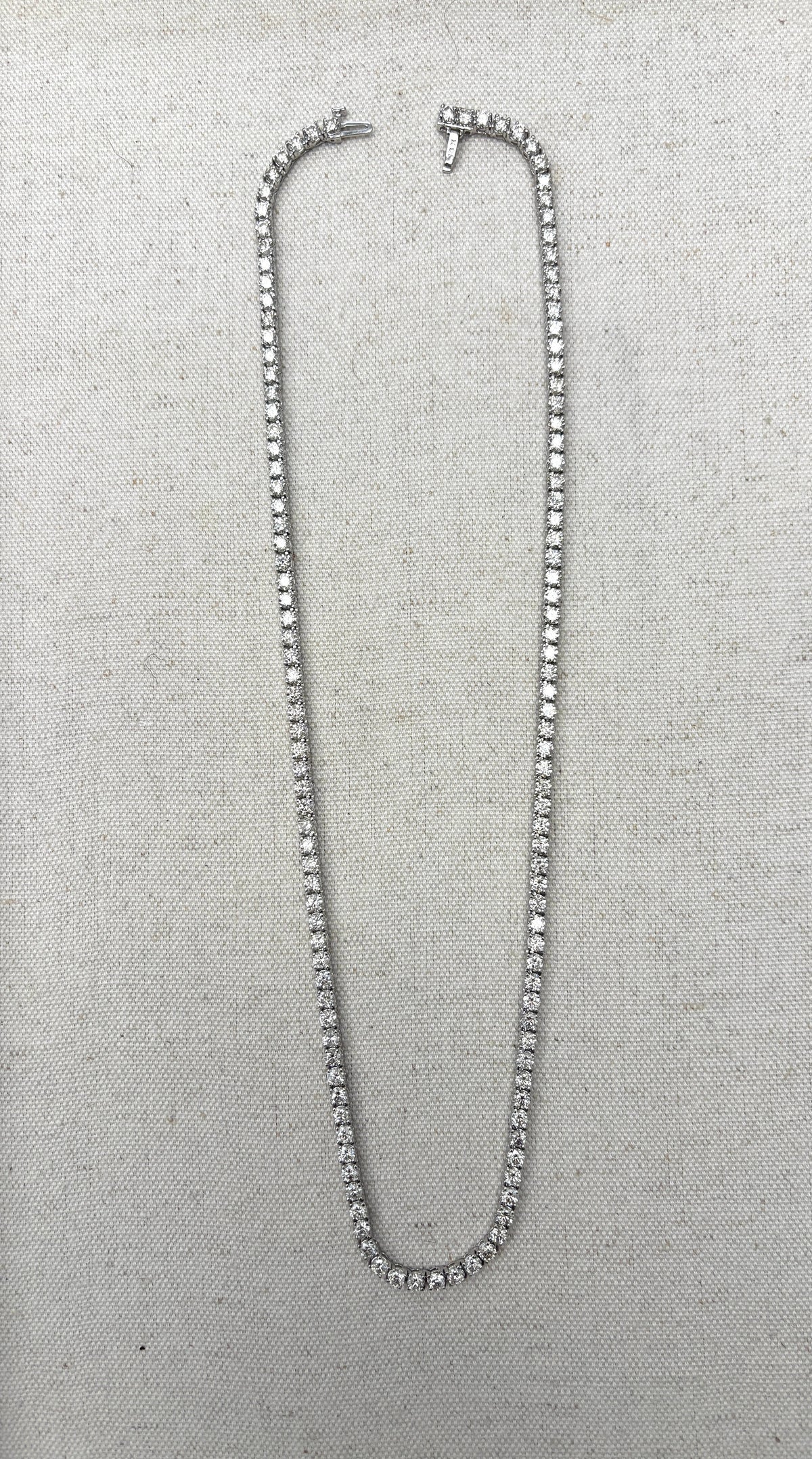 MONTH-LONG SALE, 13.60 CtsNatural Diamond Tennis Necklace 14K White 18''