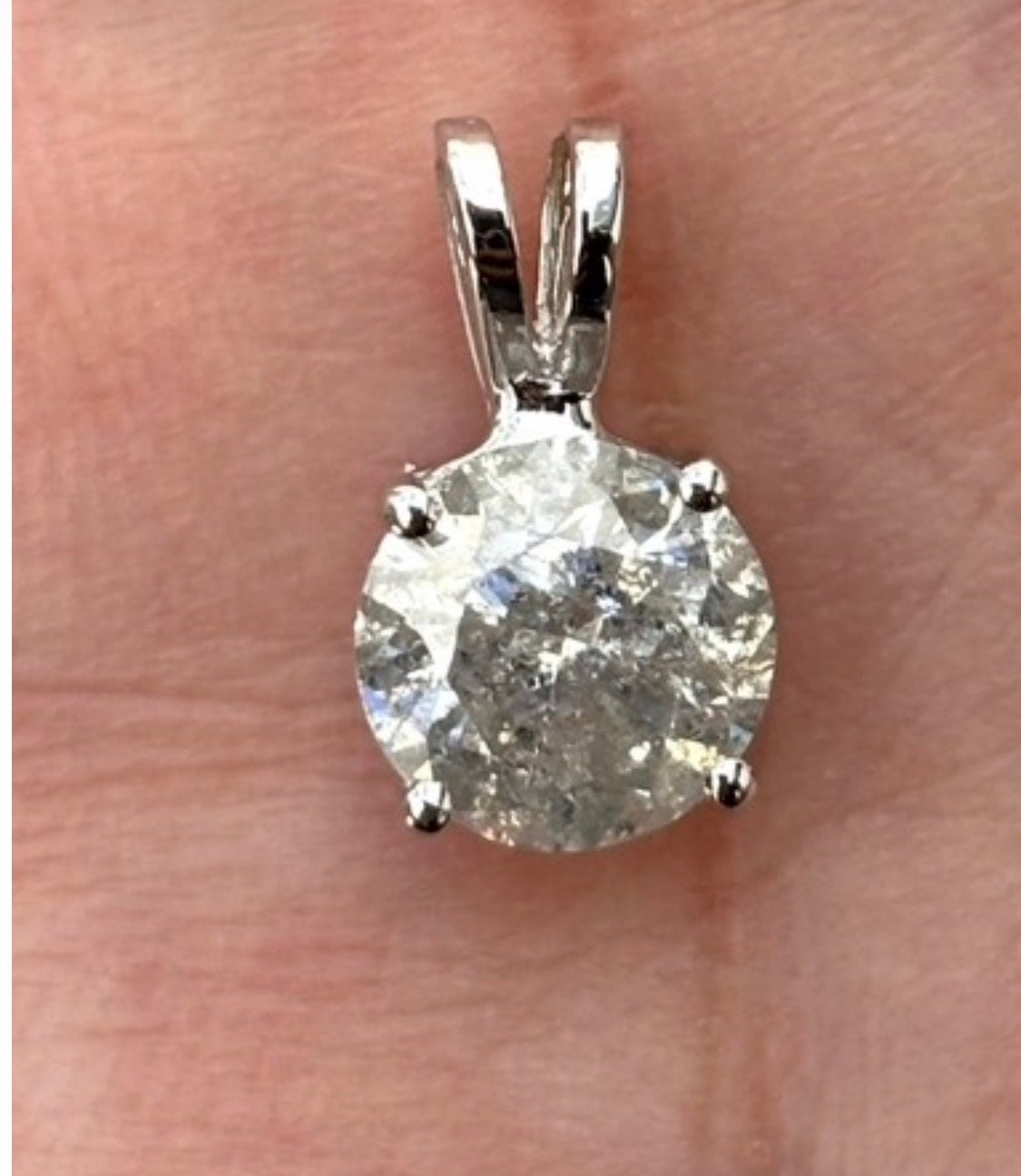 PRICE TO SELL- NO OFFERS, 2.22 Carat Round Natural Diamond 14k white pendant