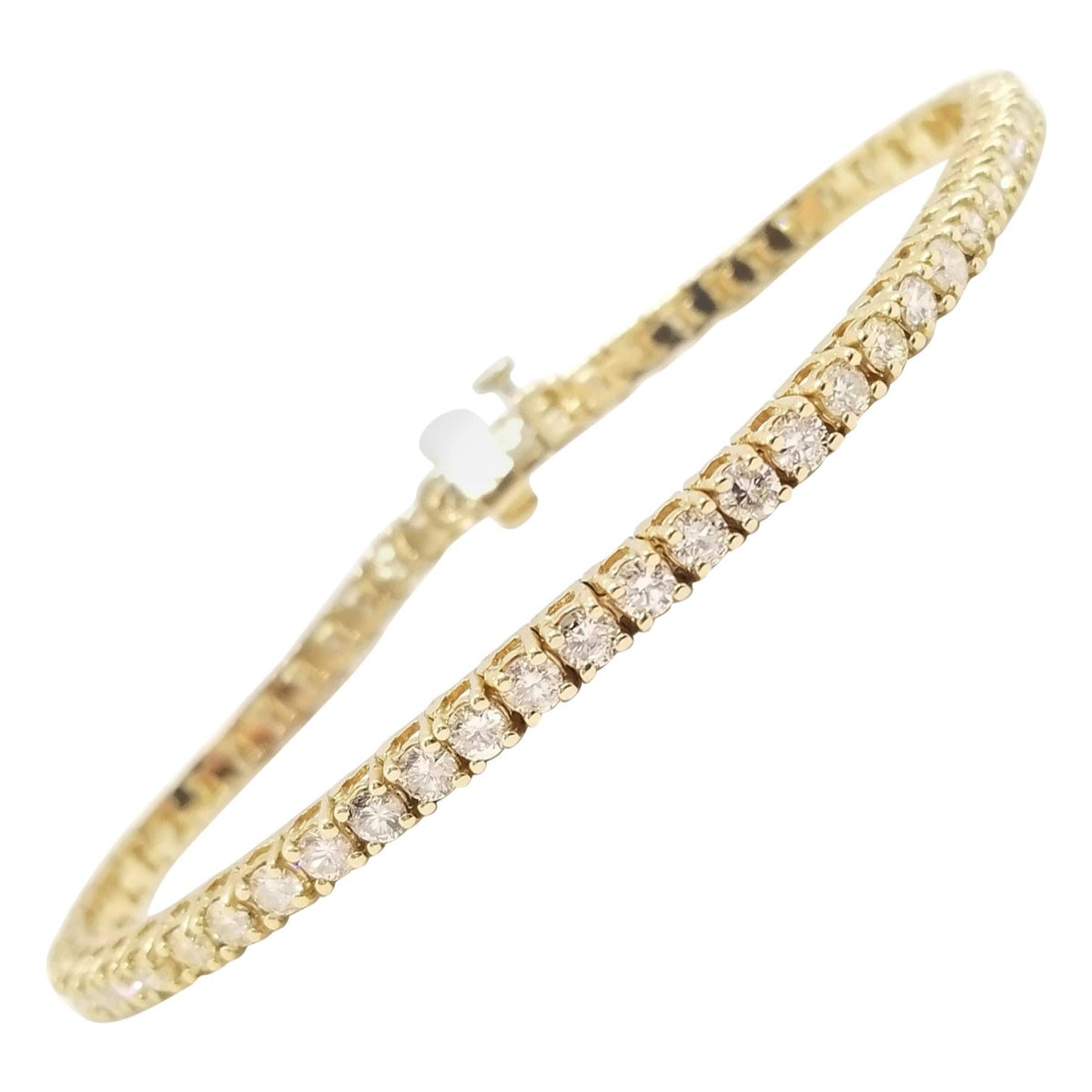 CLEARANCE, 5.01 Carat Round Natural Diamond Tennis Bracelet 14 Karat Yellow Gold
