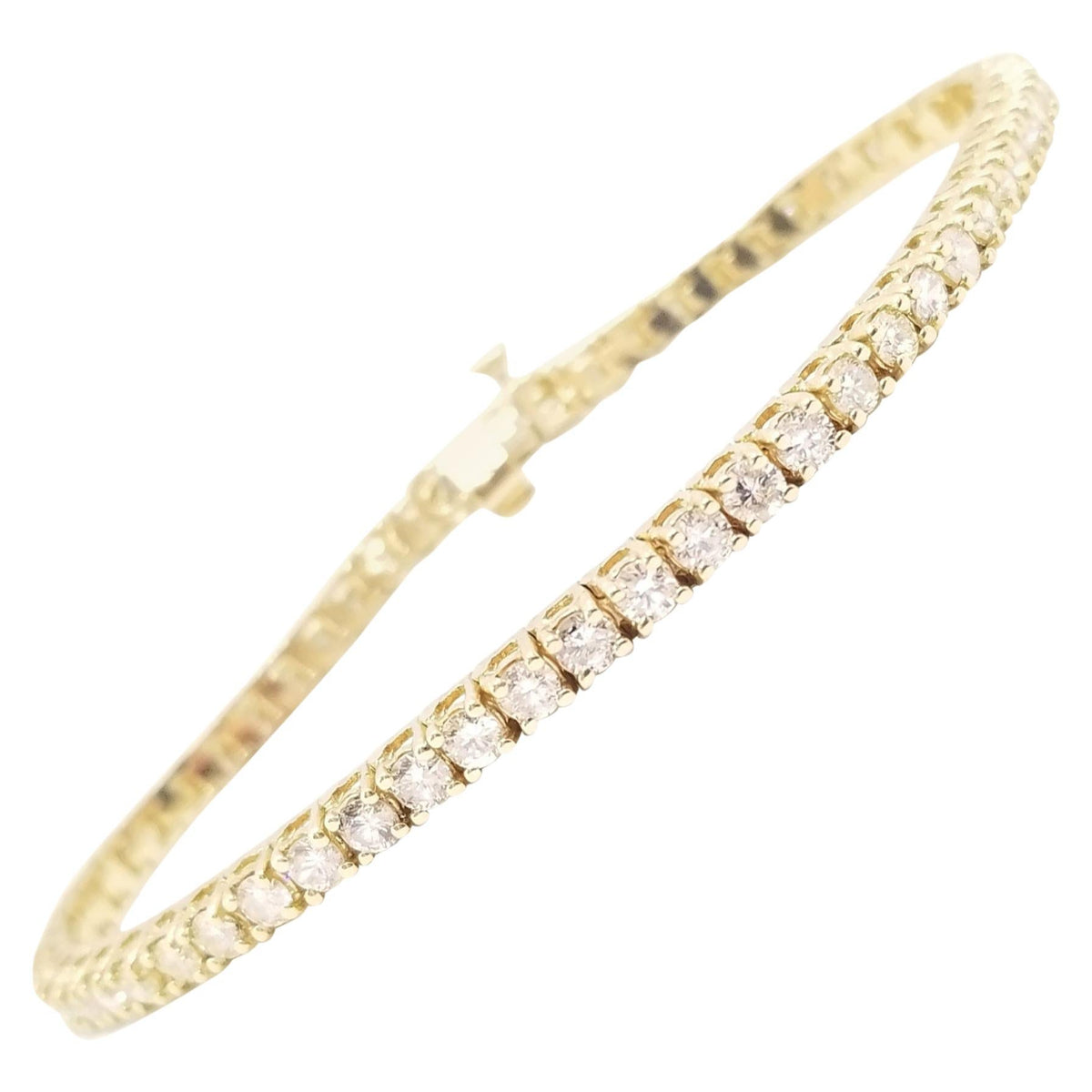 CLEARANCE, 5.01 Carat Round Natural Diamond Tennis Bracelet 14 Karat Yellow Gold