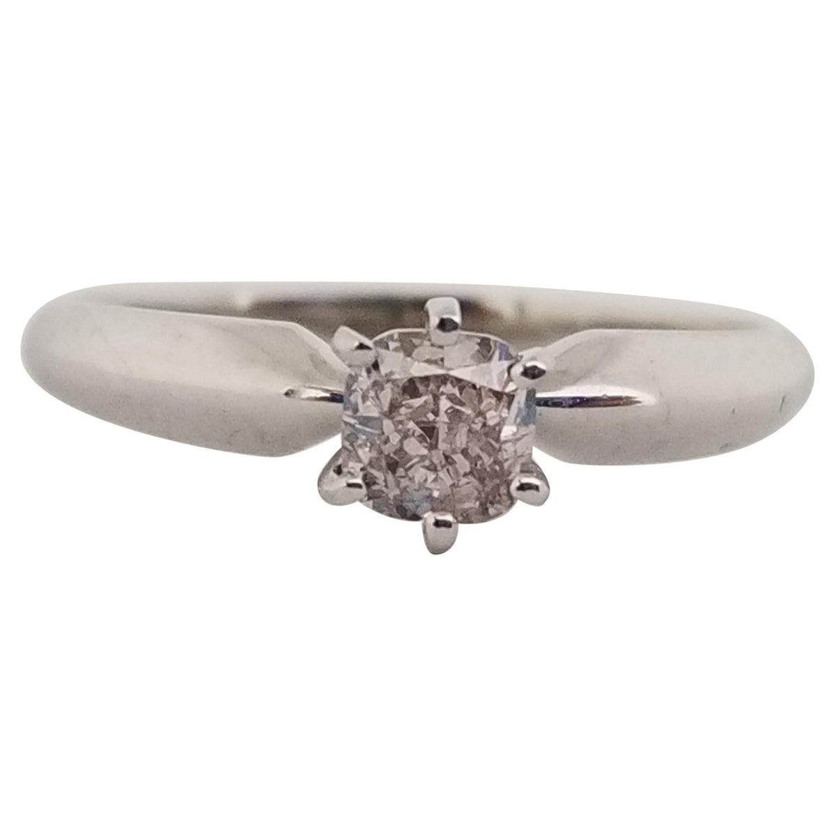 GIA CLEARANCE, 0.50 Carat Cushion Fancy Pink - Brown Diamond White Gold Ring 14k