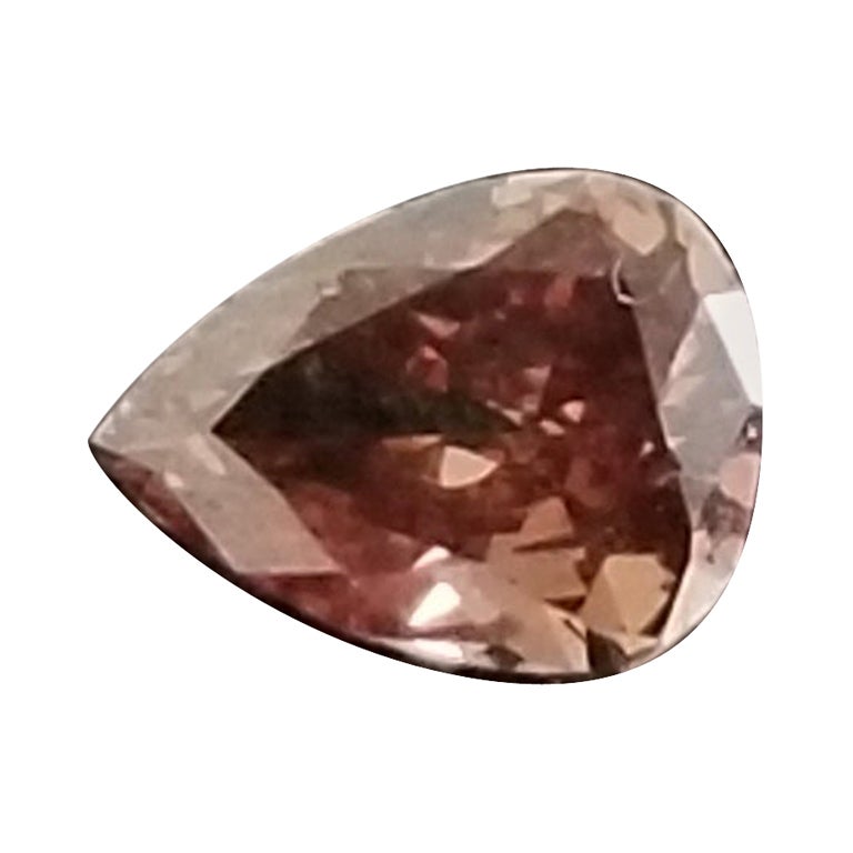 GIA CLEARANCE, 0.15 Carat Natural Fancy Deep Orange Brown Pear Shape Diamond