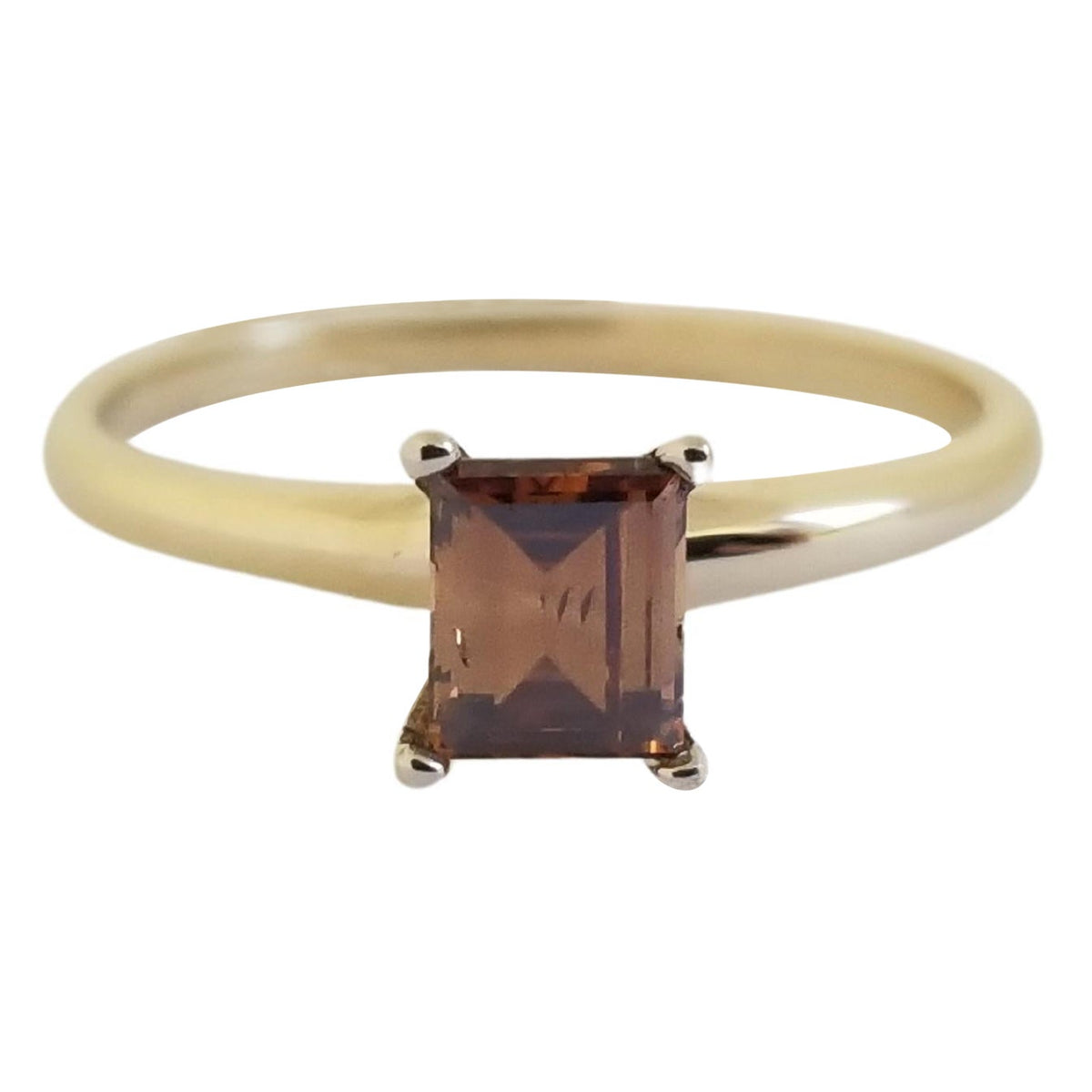 PRICE TO SELL, 0.44 Carat Emerald Cut Fancy Color 2 Tone Diamond Ring 14K IGI