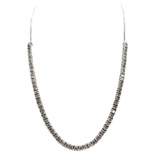 5.85 Carat Mini Diamond Tennis Necklace – 14K White Gold