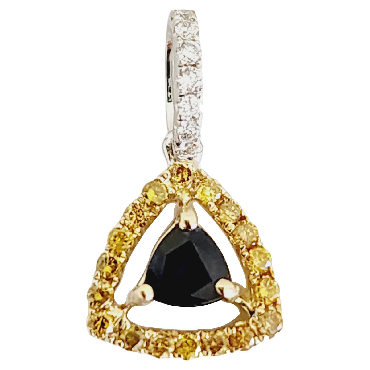 CLEARANCE, 0.35 Carat Sapphire Diamond Pendant 18 Karat White Gold