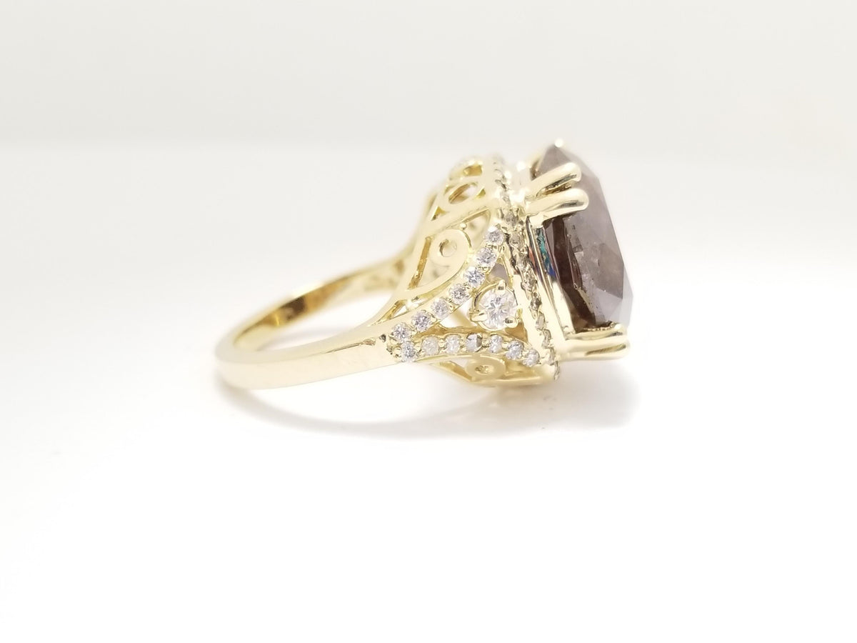 GIA CLEARANCE, 12.57 Cts Natural Fancy Orange Diamond Ring 14K Yellow