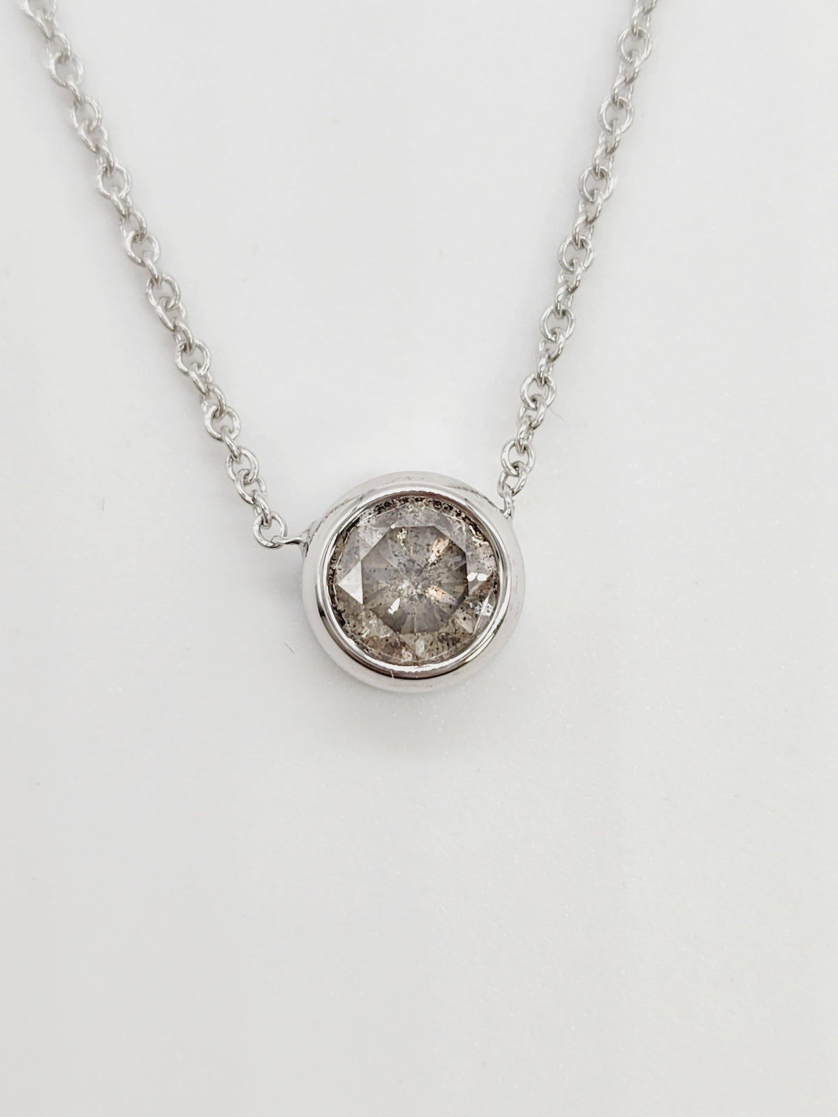 PRICE TO SELL, 0.97ct Round Brownish Gray Diamond Pendant, 14k Gold