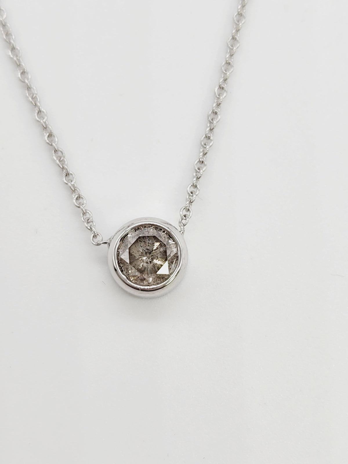 PRICE TO SELL, 0.97ct Round Brownish Gray Diamond Pendant, 14k Gold
