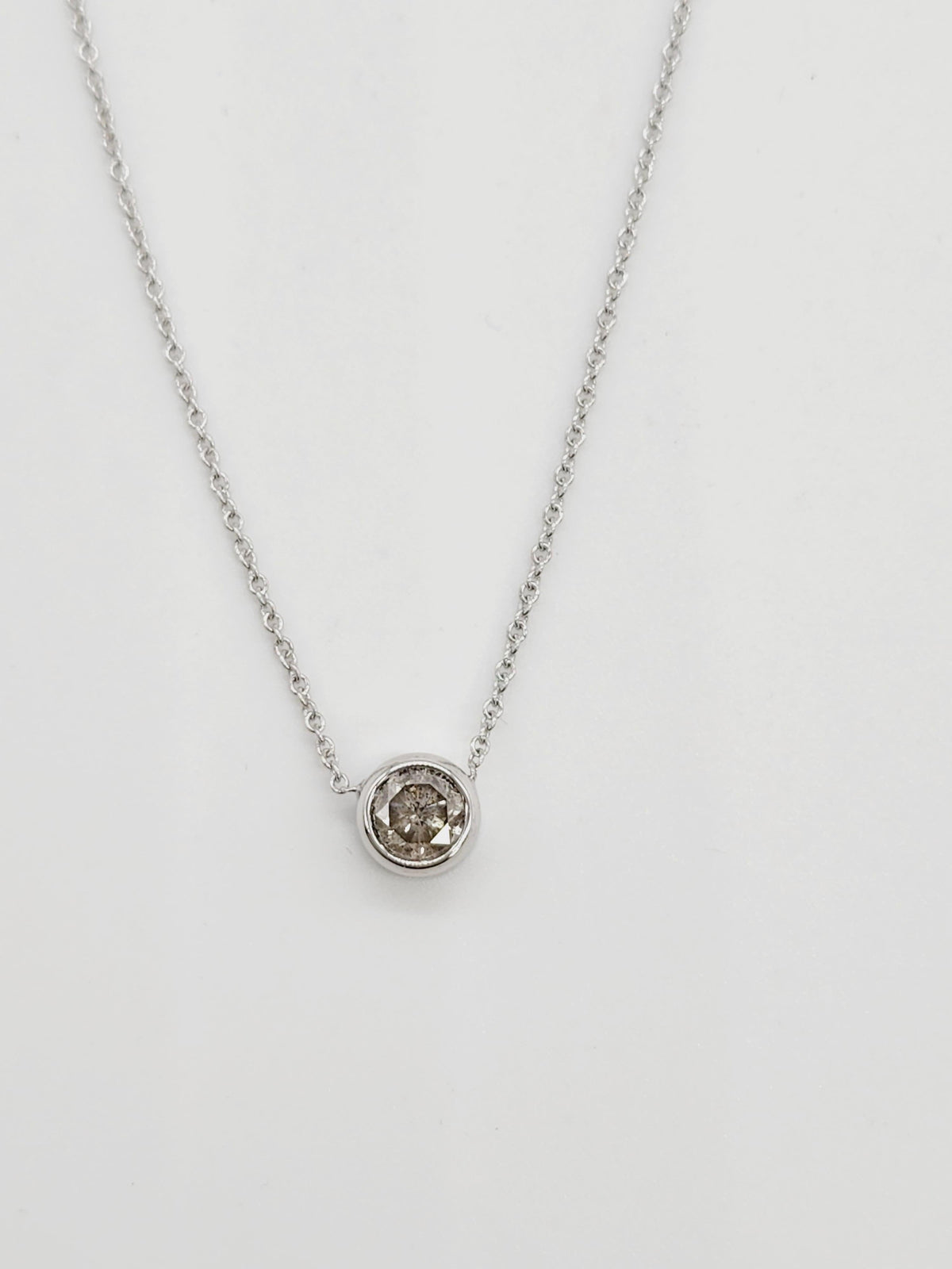 PRICE TO SELL, 0.97ct Round Brownish Gray Diamond Pendant, 14k Gold