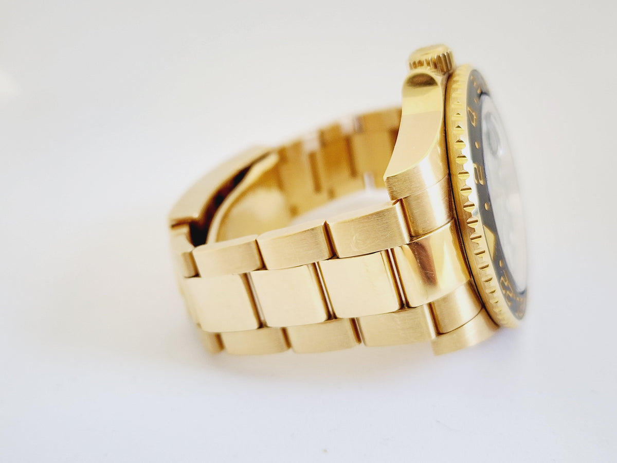 RARE, Rolex GMT-Master II Yellow Gold Green Dial & Ceramic Bezel Oyster Bracelet