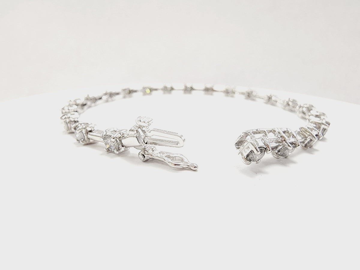 PRICED WHOLESALE, 2.20 Carat Natural Diamond Bar Bracelet 14 Karat White Gold