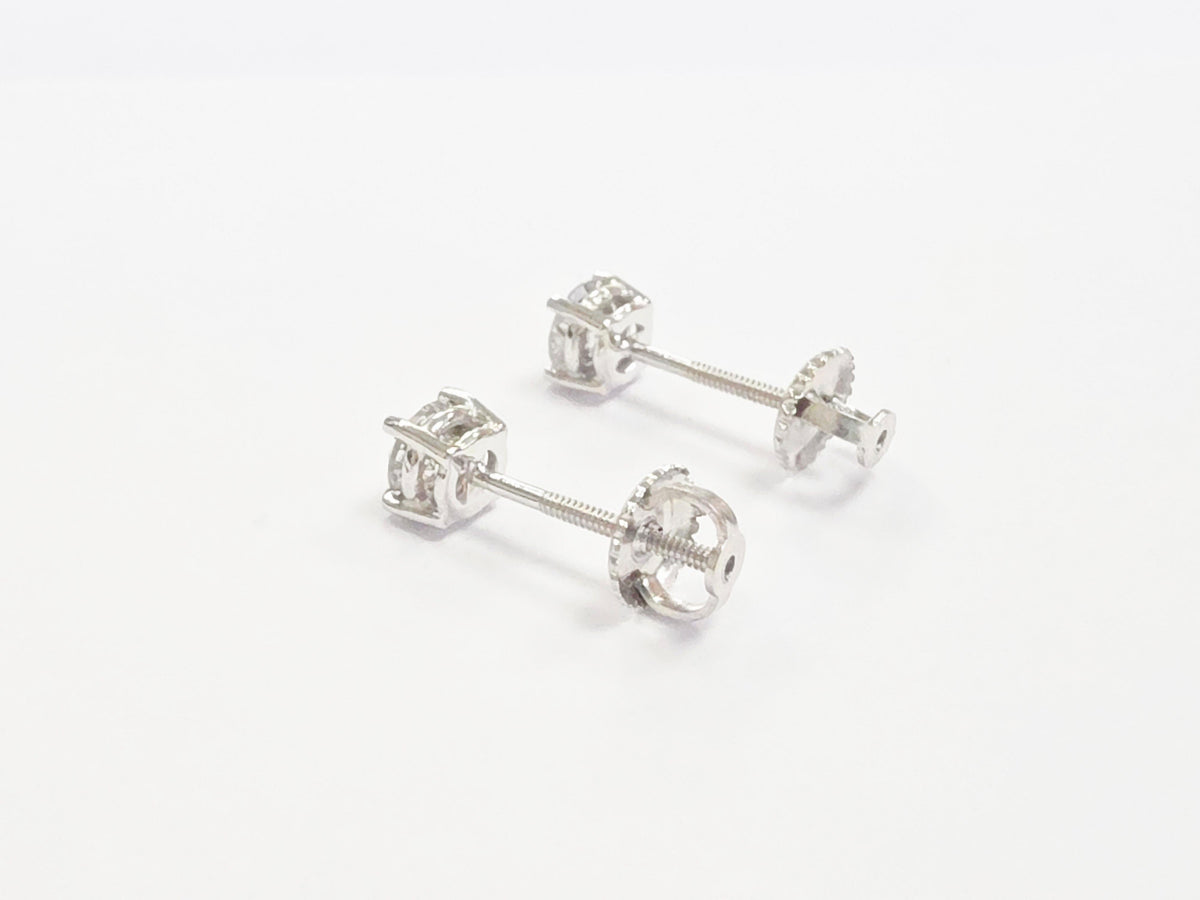 CLEARANCE, 0.73ct Round Diamond Stud Earrings in 14K White Gold