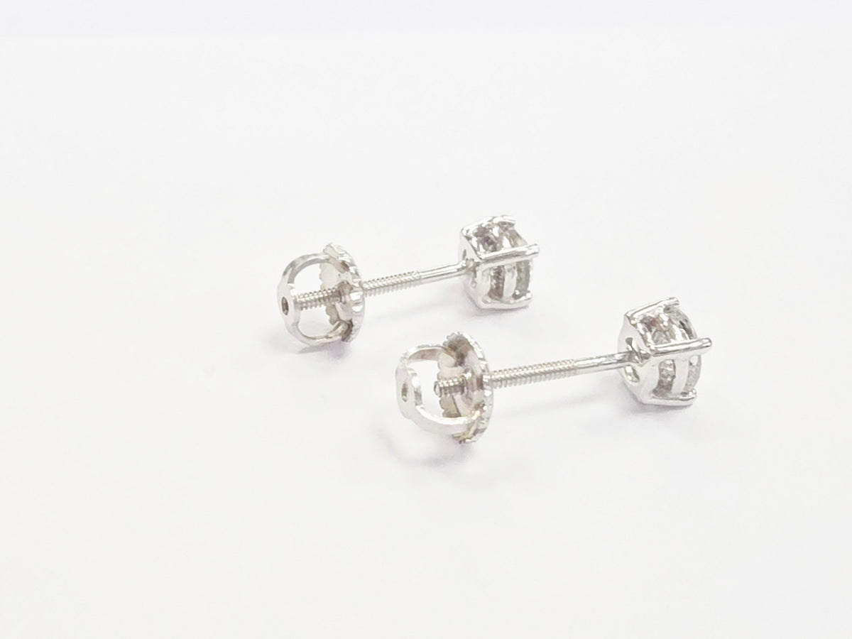 CLEARANCE, 0.73ct Round Diamond Stud Earrings in 14K White Gold