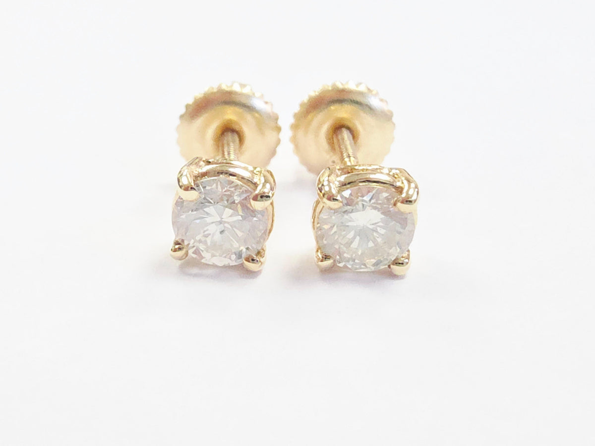 PRICED WHOLESALE, 0.60ct Round Diamond Stud Earrings in 14K Yellow Gold
