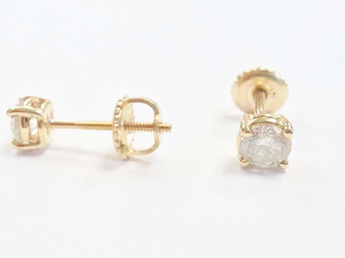 PRICED WHOLESALE, 0.60ct Round Diamond Stud Earrings in 14K Yellow Gold