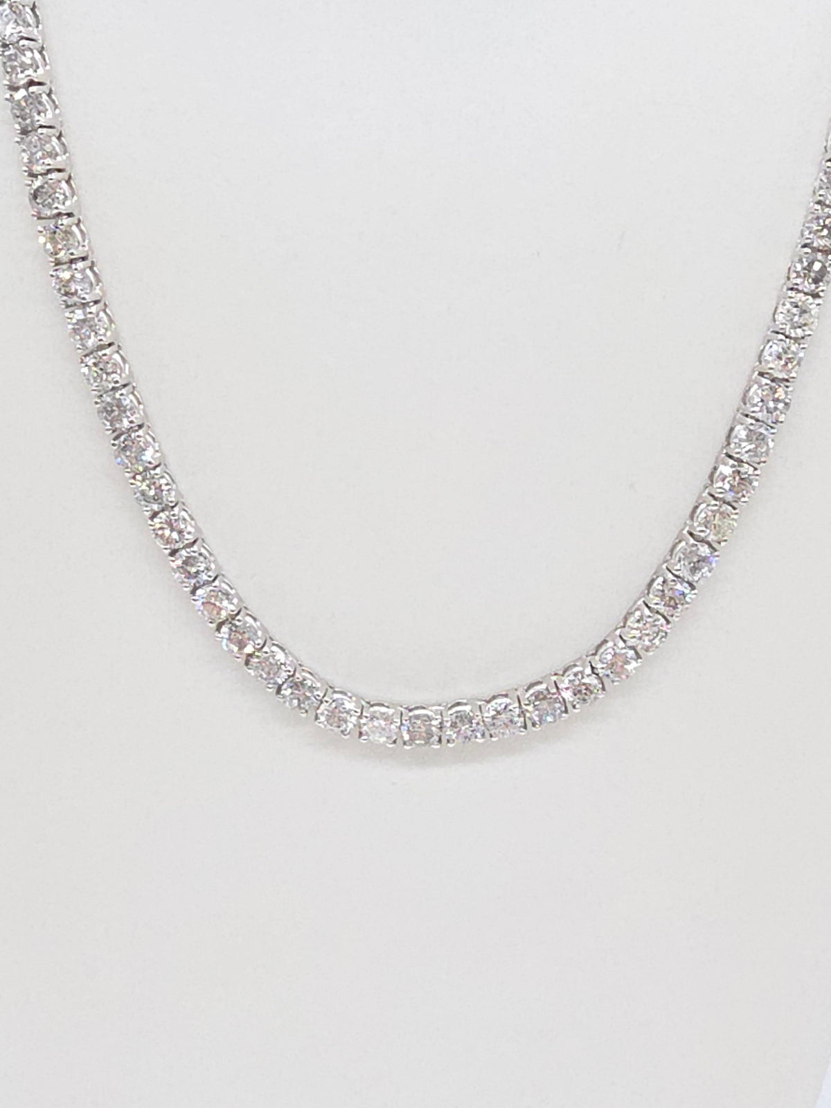 CLEARANCE, 33.25 Cts Round Natural Diamond Tennis Necklace 14K White 20''