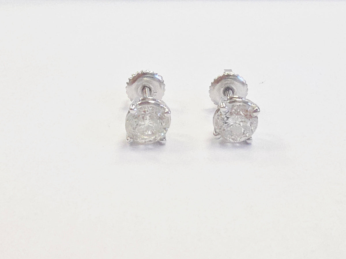 MANUFACTURER PRICING, 1.42ct Round Diamond Stud Earrings in 14K White Gold