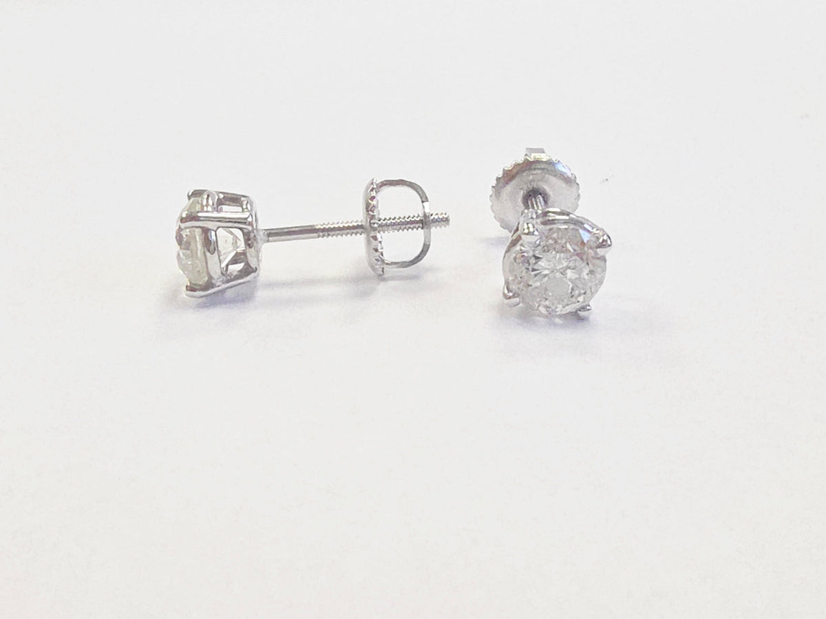 MANUFACTURER PRICING, 1.42ct Round Diamond Stud Earrings in 14K White Gold