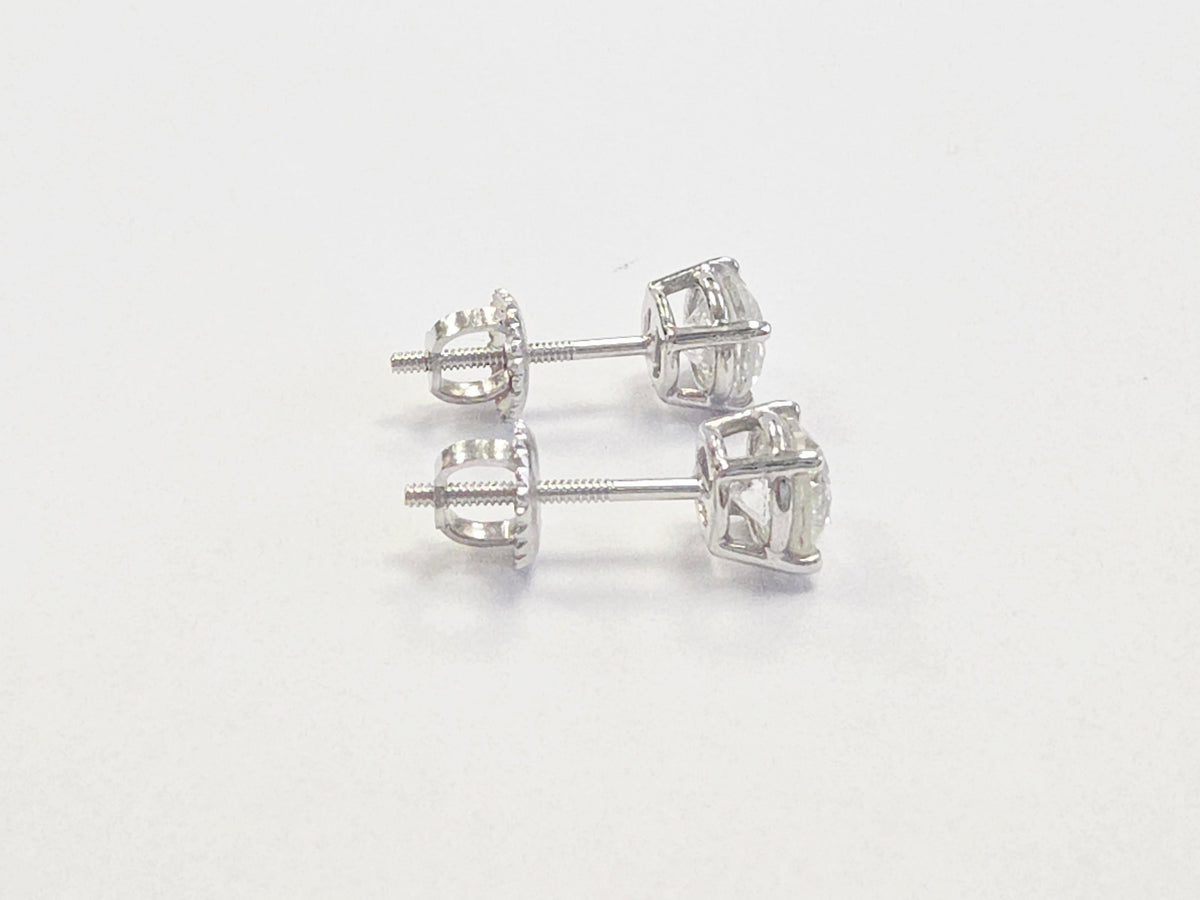 MANUFACTURER PRICING, 1.42ct Round Diamond Stud Earrings in 14K White Gold