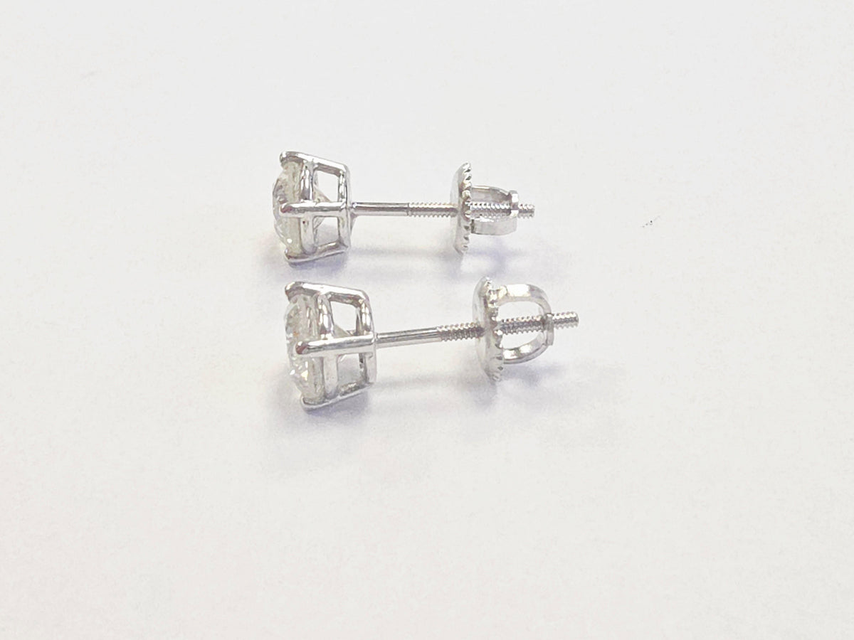 MANUFACTURER PRICING, 1.42ct Round Diamond Stud Earrings in 14K White Gold