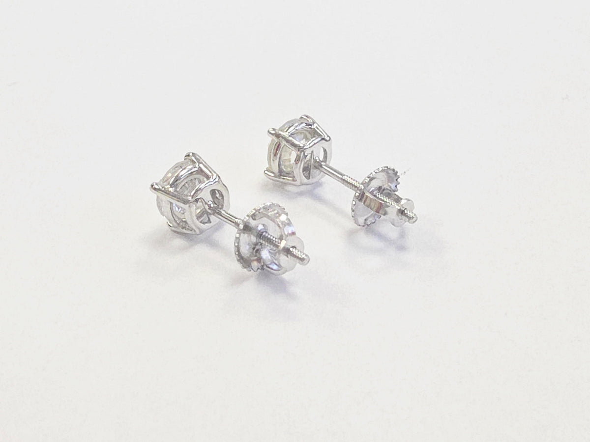 MANUFACTURER PRICING, 1.42ct Round Diamond Stud Earrings in 14K White Gold