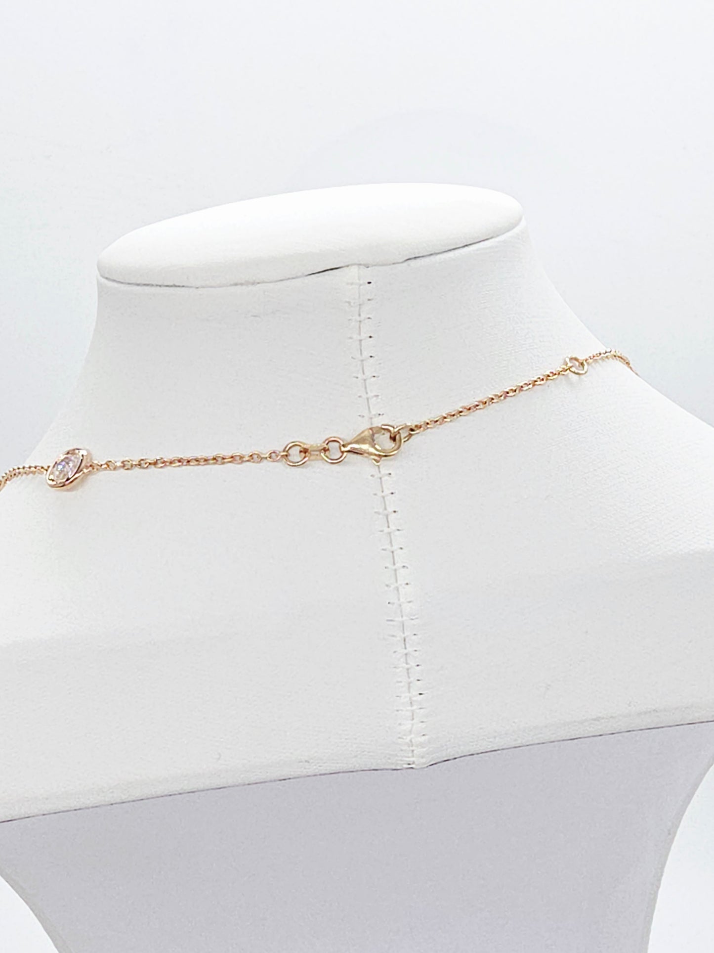 4.15 Carat Natural Diamond By The Yard 10 Station Necklace 14K Rose Gold 16"