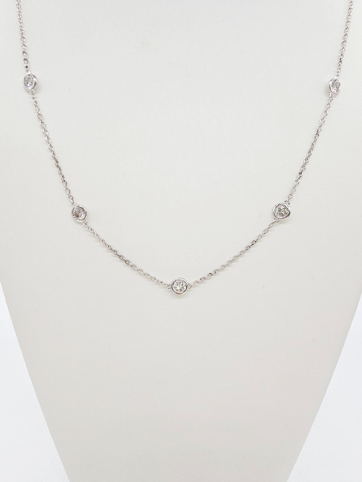 PRICE TO SELL- NO OFFER, 2.76 ct Natural Diamonds, 14K White Station Necklace