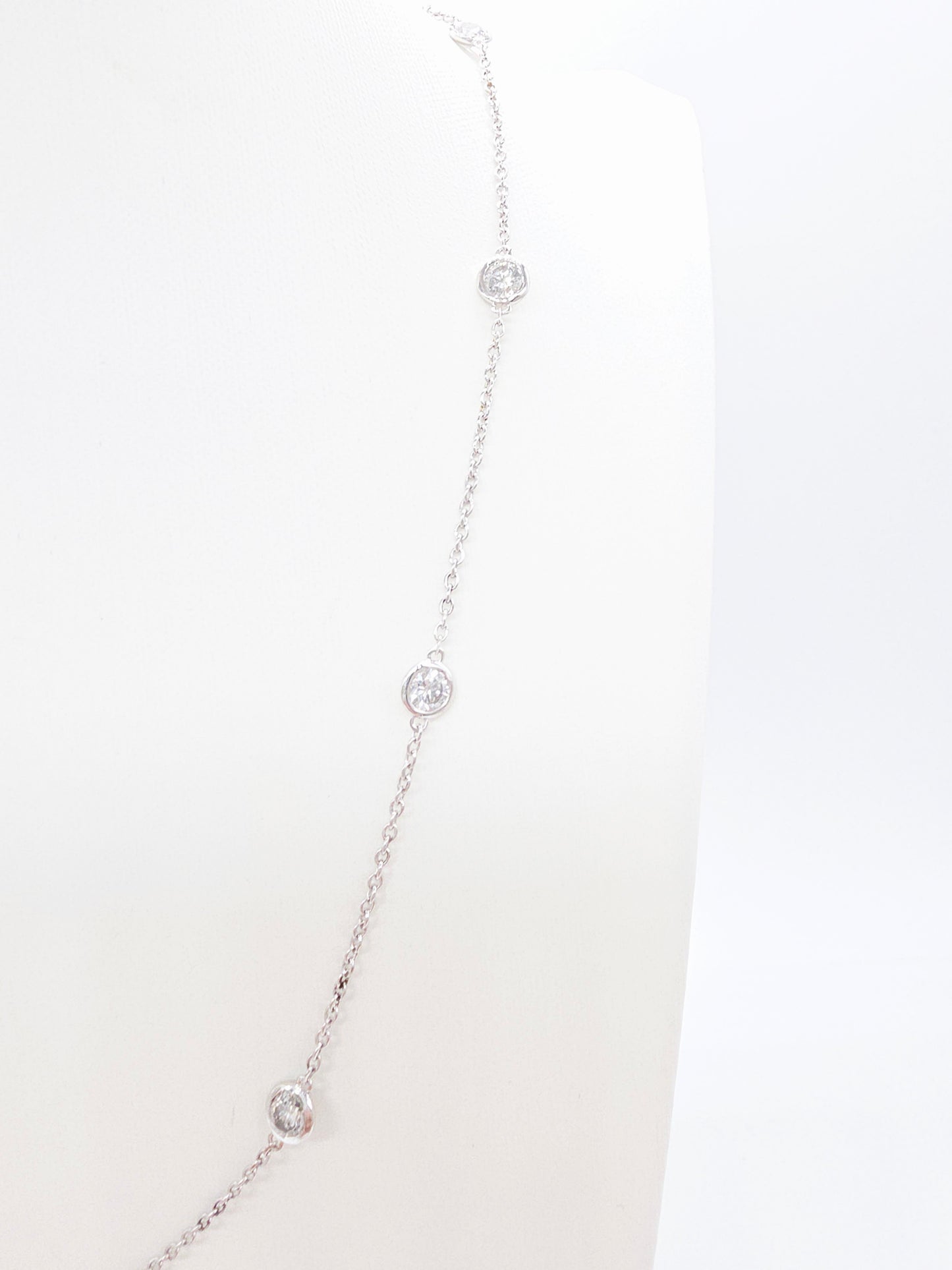 2.76 Carat Nature Diamond By The Yard Necklace 14 Karat White Gold 18''