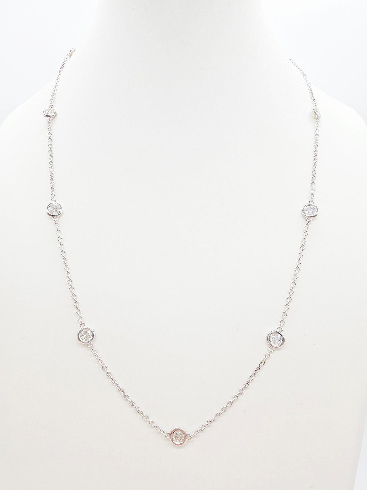 PRICE TO SELL- NO OFFERS, 1.93ct Natural Diamonds 14K White, Station Necklace