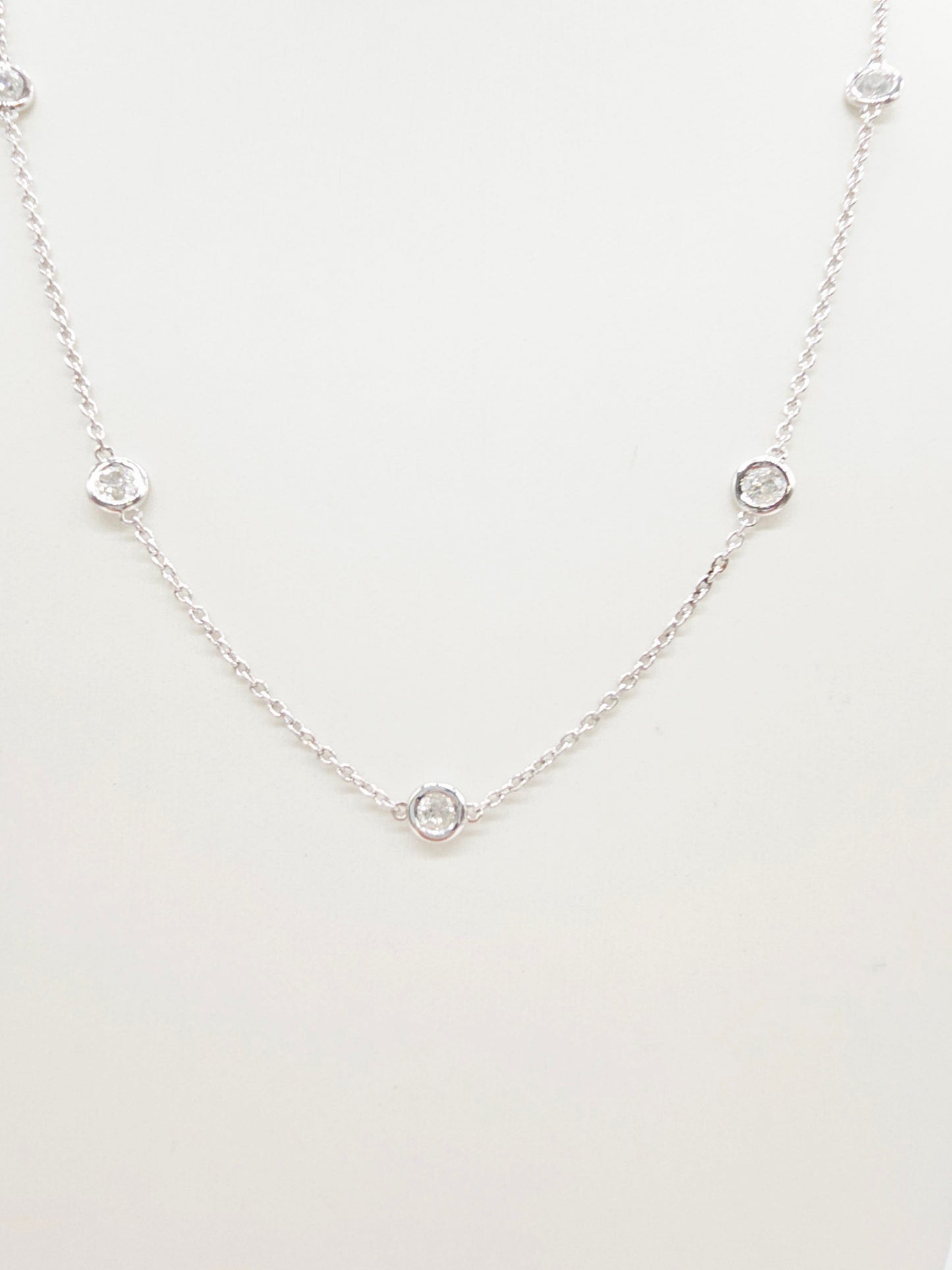 1.93 Carat Nature Diamond By The Yard Necklace 14 Karat White Gold 18''