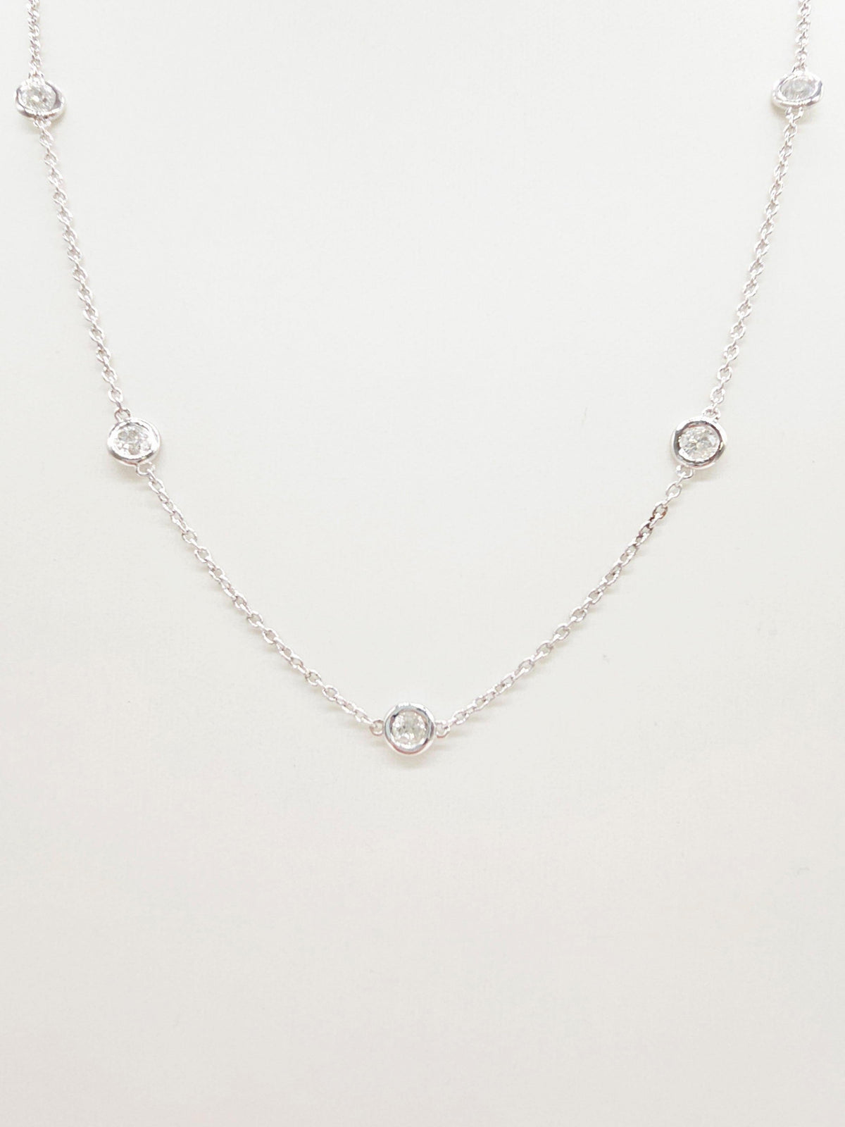 PRICE TO SELL- NO OFFERS, 1.93ct Natural Diamonds 14K White, Station Necklace