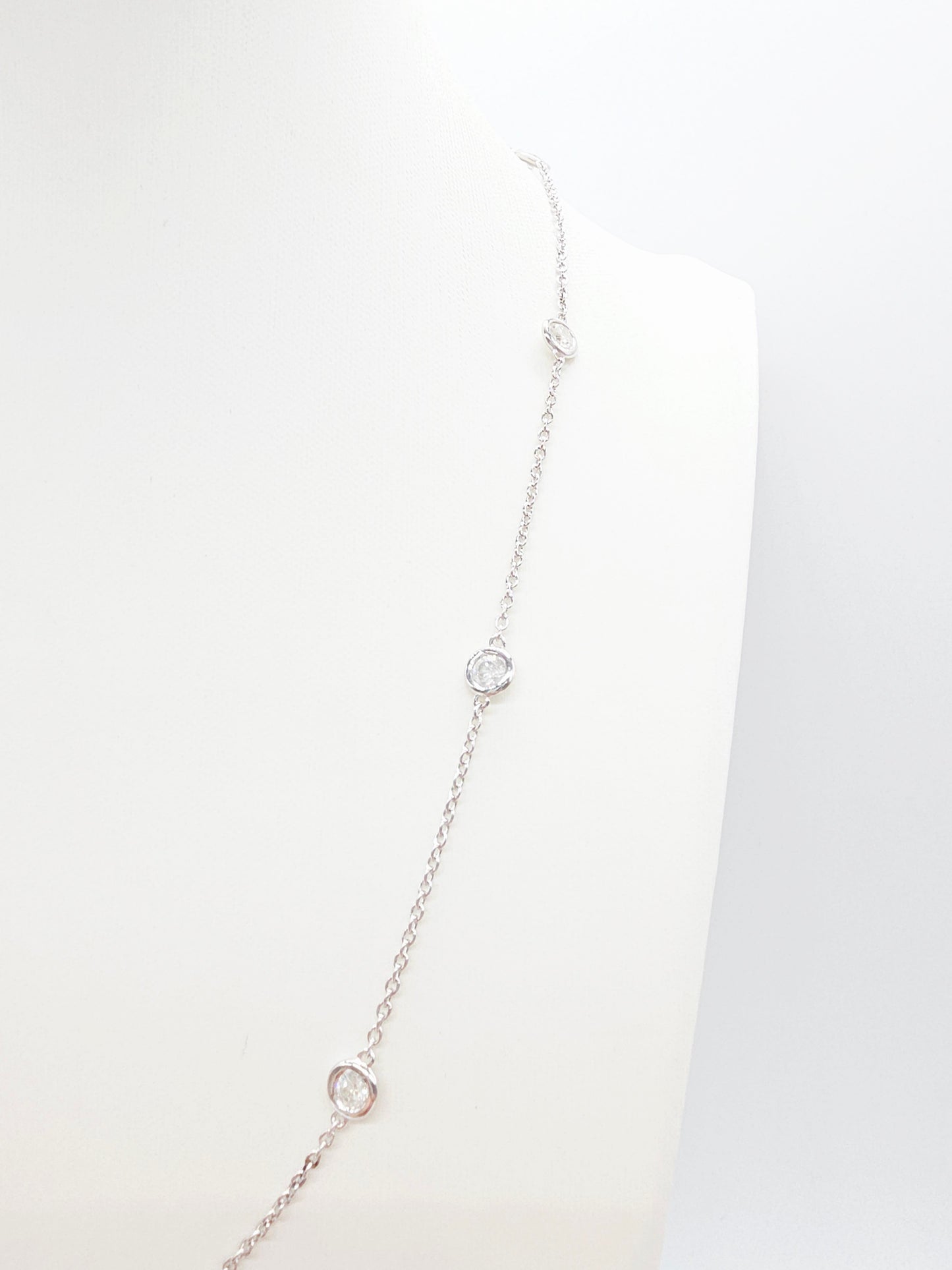 1.93 Carat Nature Diamond By The Yard Necklace 14 Karat White Gold 18''