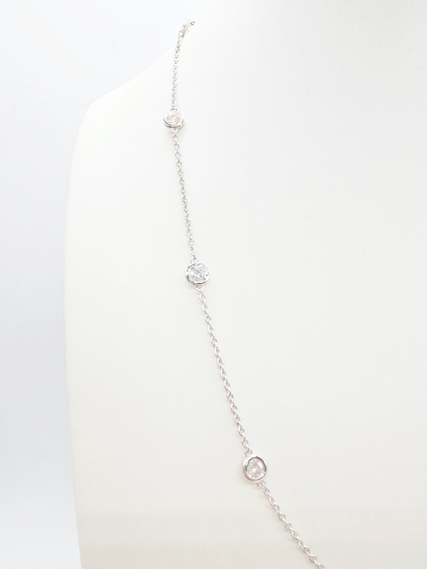 1.93 Carat Nature Diamond By The Yard Necklace 14 Karat White Gold 18''