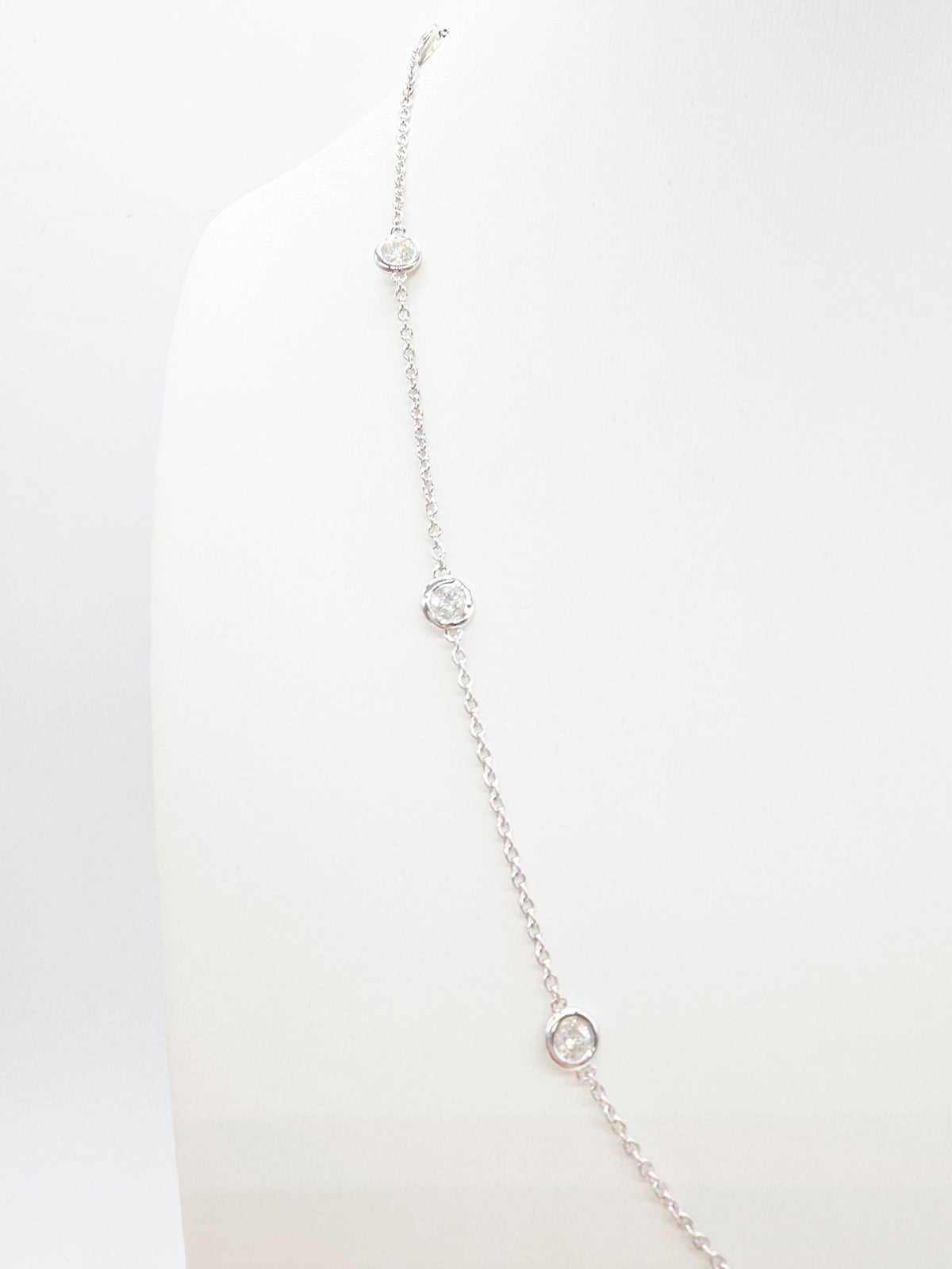 PRICE TO SELL- NO OFFERS, 1.93ct Natural Diamonds 14K White, Station Necklace