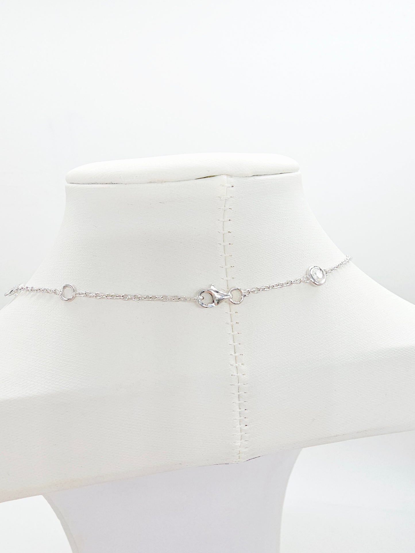 1.93 Carat Nature Diamond By The Yard Necklace 14 Karat White Gold 18''