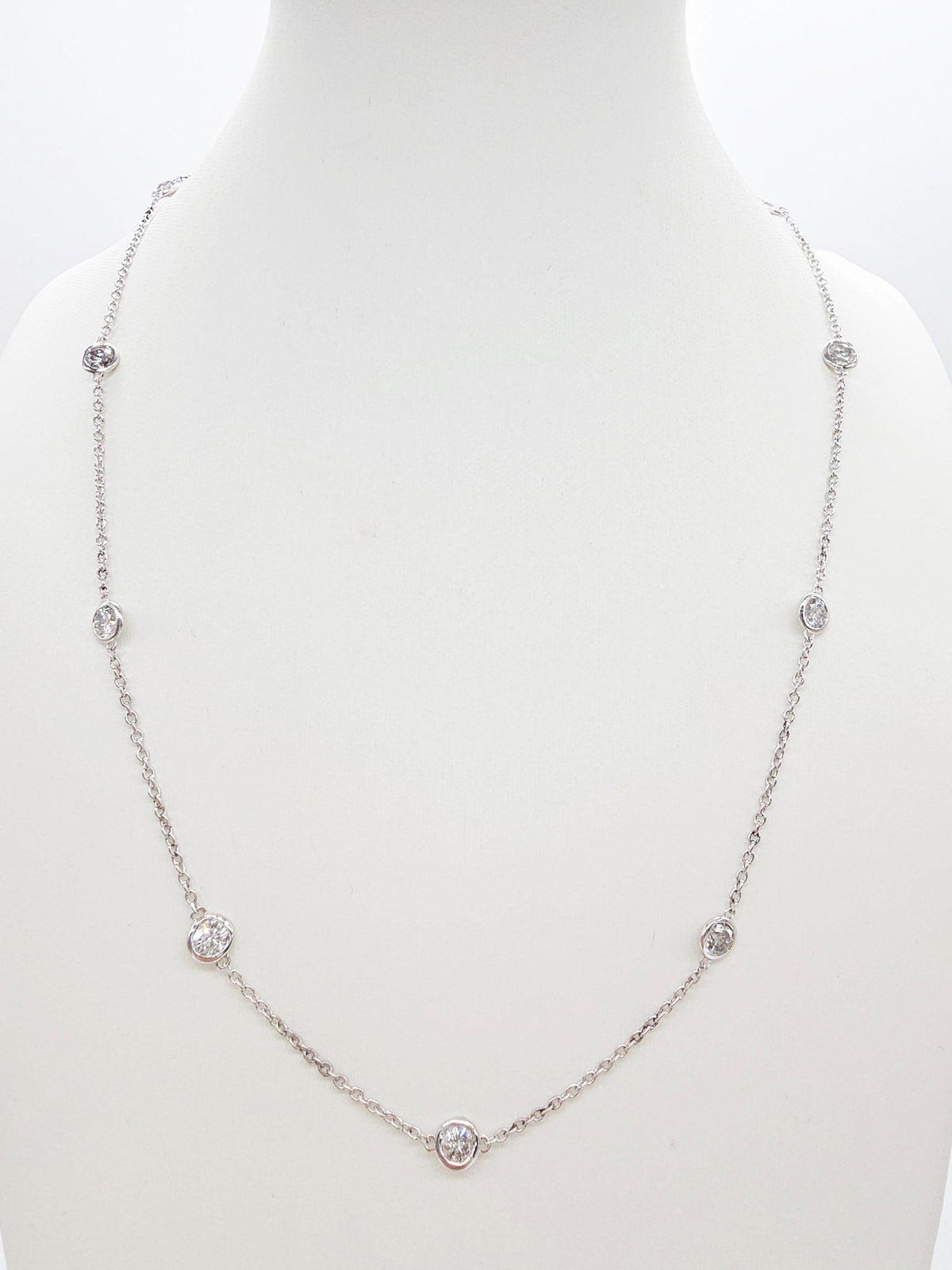 PRICE TO SELL- NO OFFER, 2.76 ct Natural Diamonds, 14K White Station Necklace