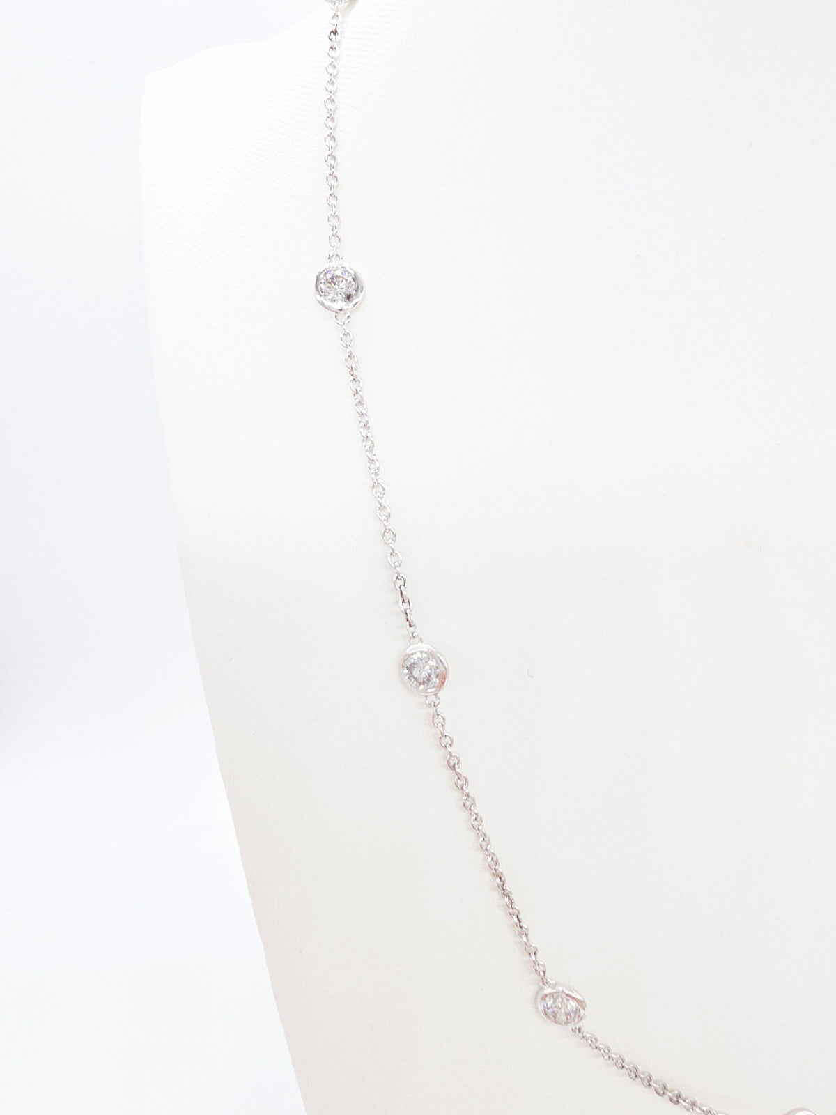 PRICE TO SELL- NO OFFER, 2.76 ct Natural Diamonds, 14K White Station Necklace