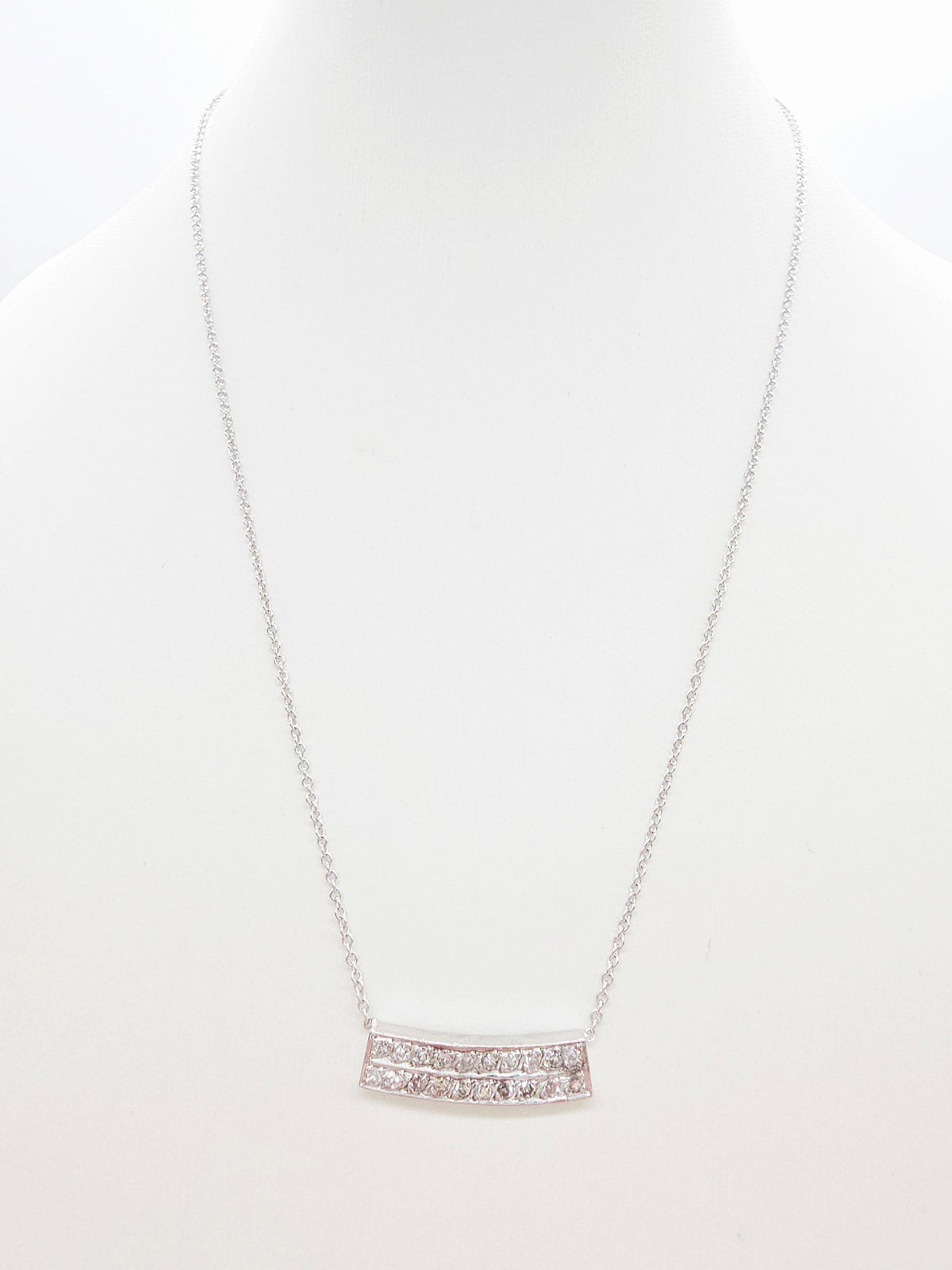 TRADE PRICING, Diamond Bar Necklace in 18K and 14K White Gold, 0.70 Carats