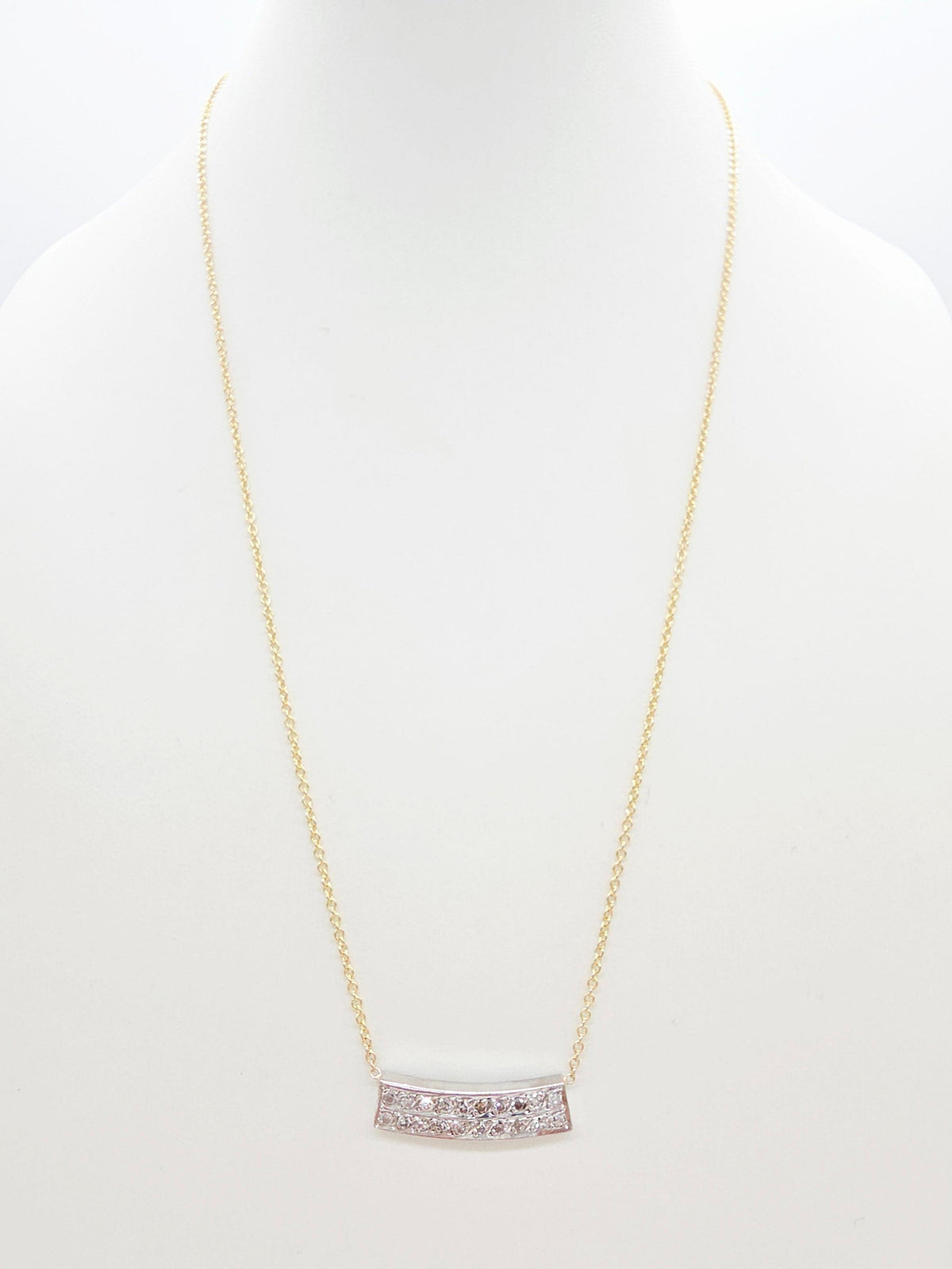 CLEARANCE, 0.70 Cts Diamond Bar Necklace in 18K White Gold and 14K Yellow Gold