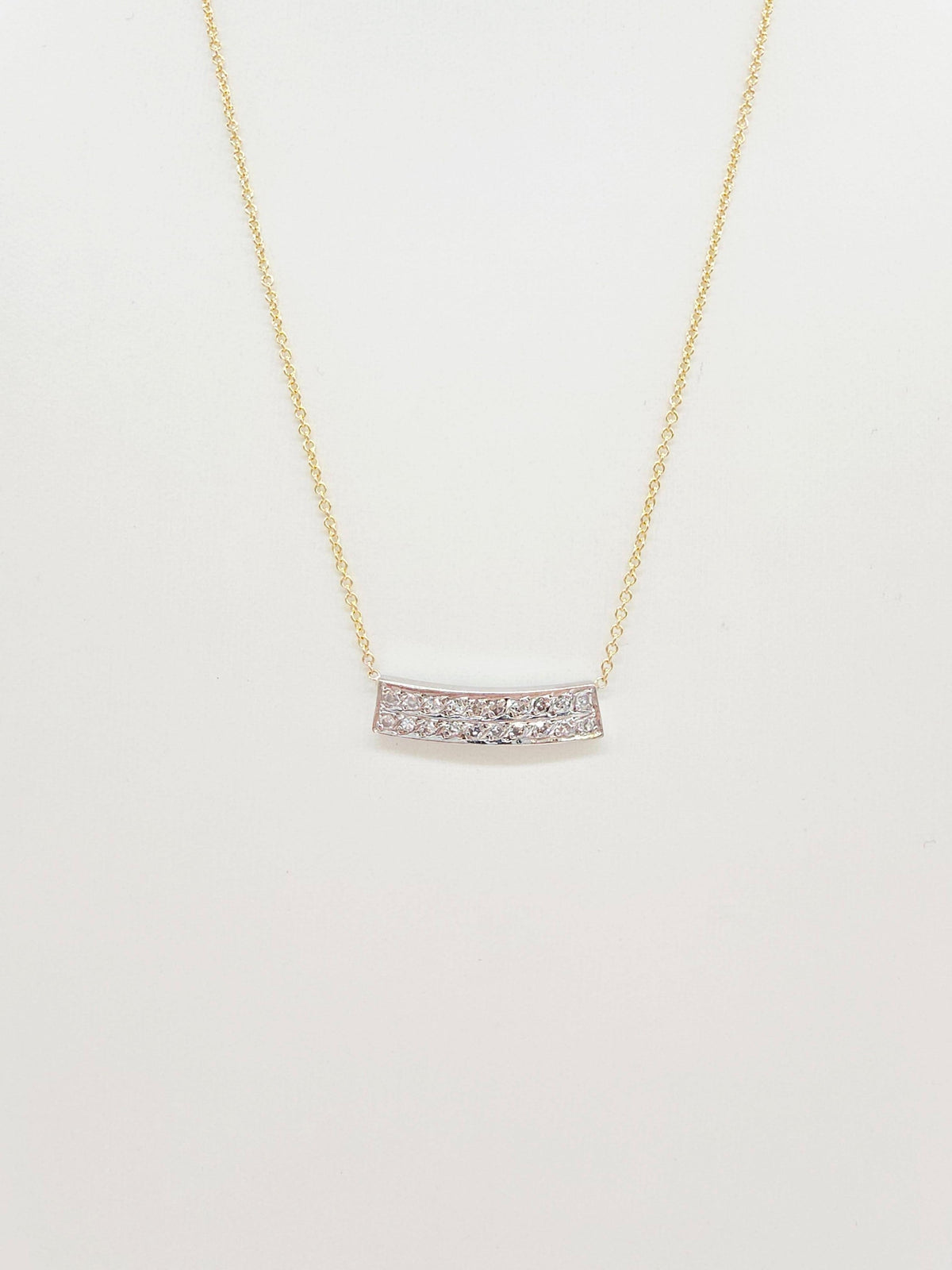 CLEARANCE, 0.70 Cts Diamond Bar Necklace in 18K White Gold and 14K Yellow Gold