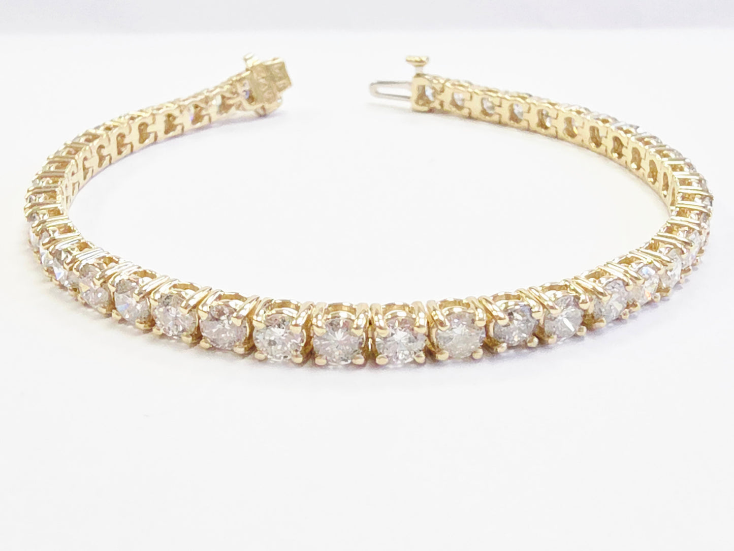 8.24 Carat Natural Diamond Tennis Bracelet 14K Yellow Gold