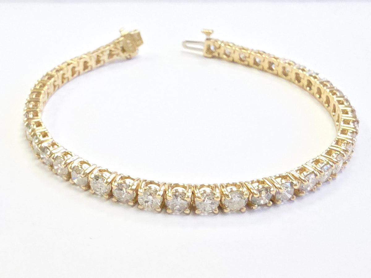 WEEK-LONG BLOWOUT SALE, 8.18 ct Natural Diamond Tennis Bracelet 14K Yellow Gold