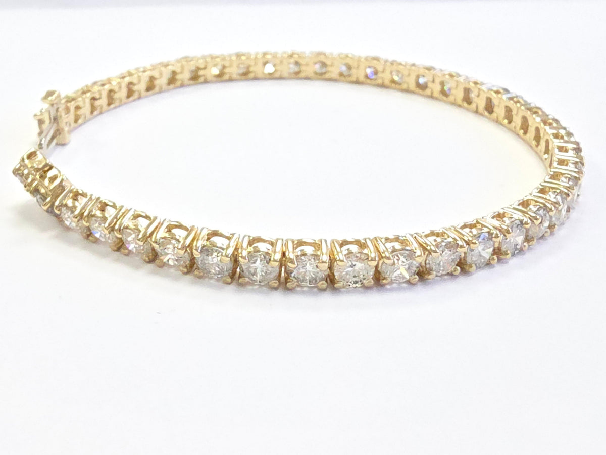 WEEK-LONG BLOWOUT SALE, 8.18 ct Natural Diamond Tennis Bracelet 14K Yellow Gold