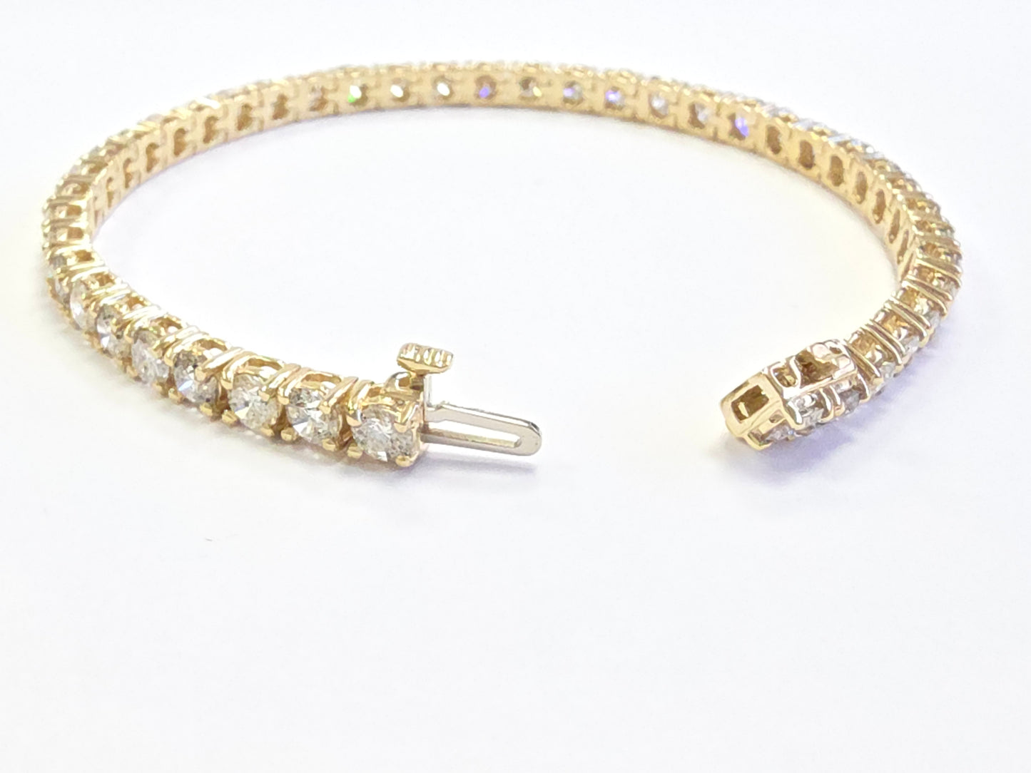 8.24 Carat Natural Diamond Tennis Bracelet 14K Yellow Gold