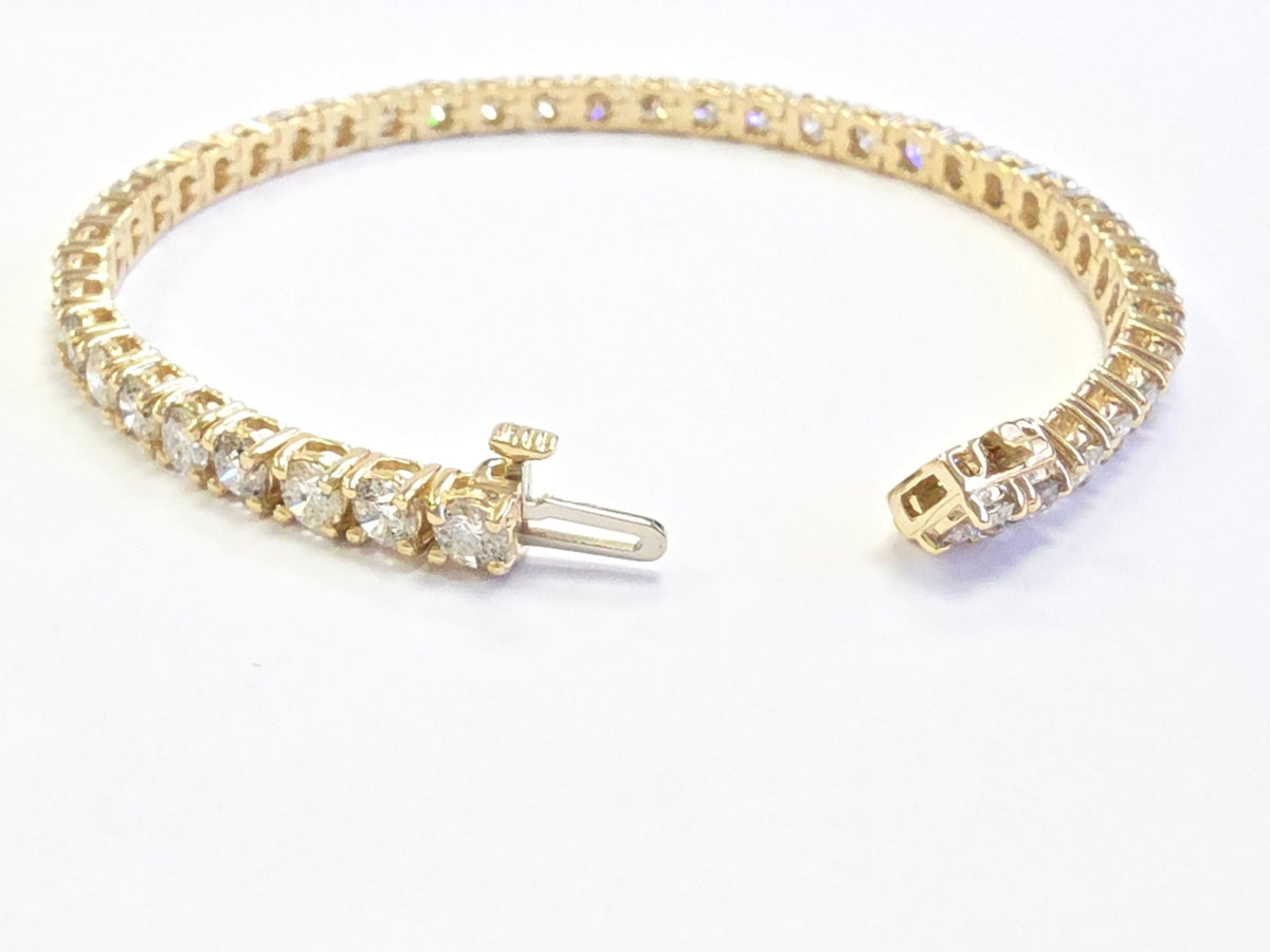 WEEK-LONG BLOWOUT SALE, 8.18 ct Natural Diamond Tennis Bracelet 14K Yellow Gold
